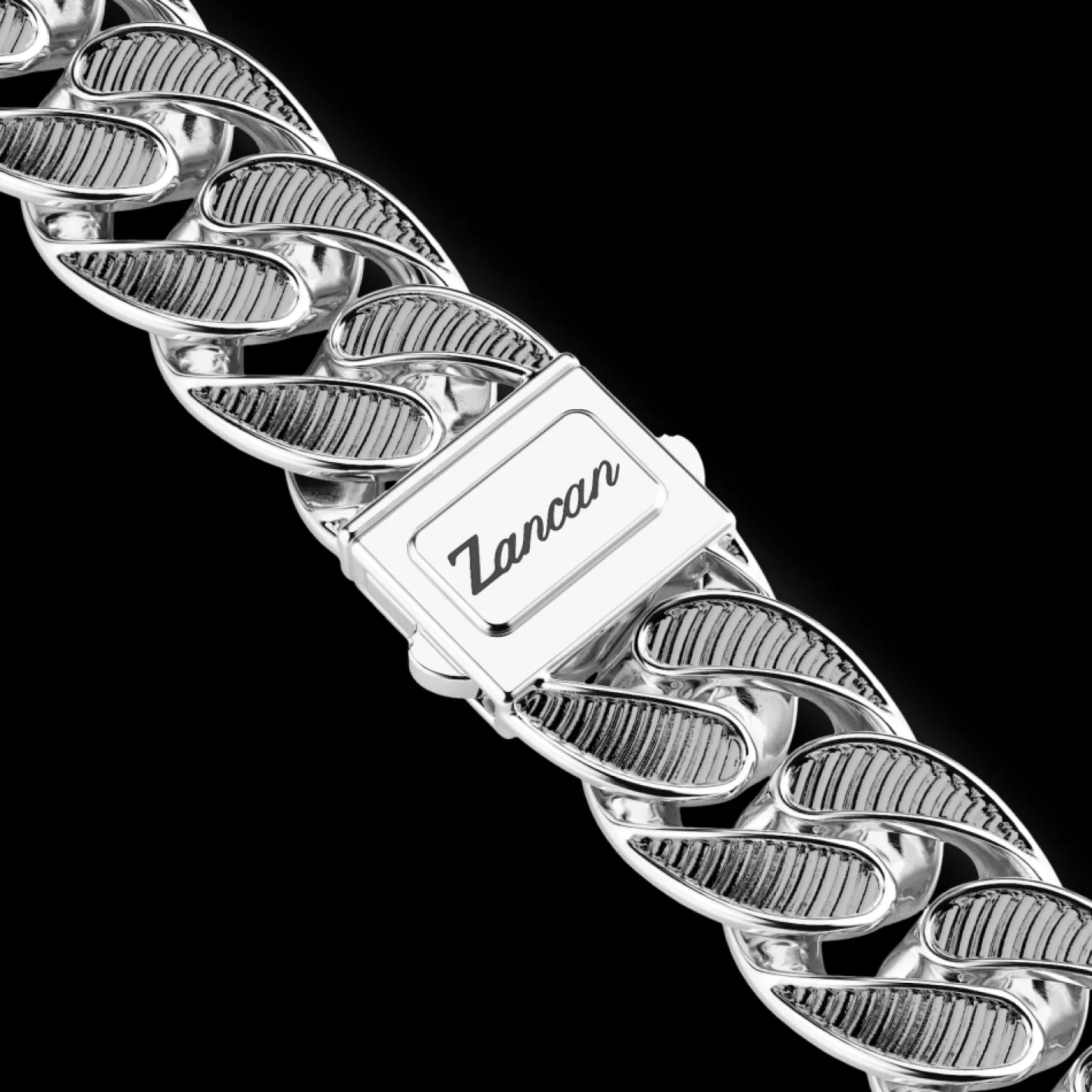 Zancan Gioielli Necklaces>Zancan Broad Curb Chain Necklace With Black Striated Finished.