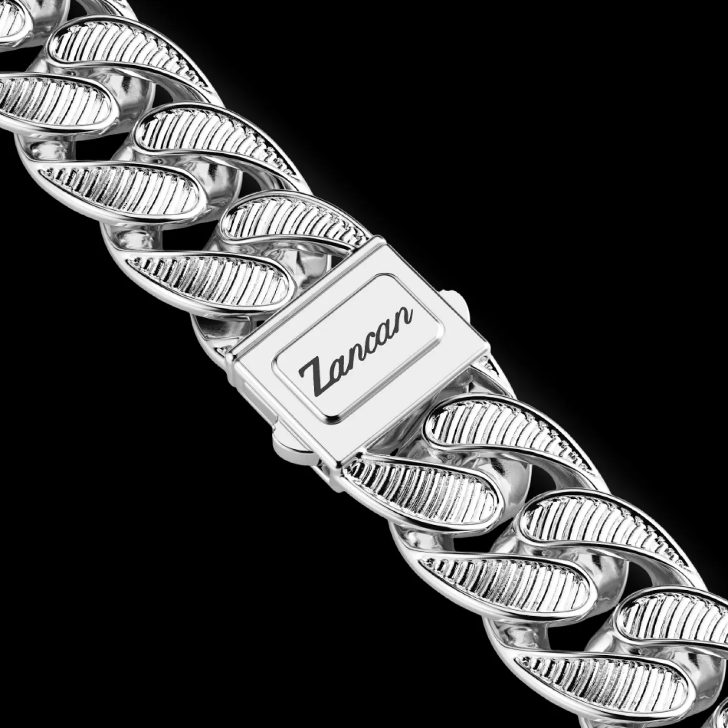 Zancan Gioielli Necklaces>Zancan Broad Curb Chain Necklace With Striated Finish.
