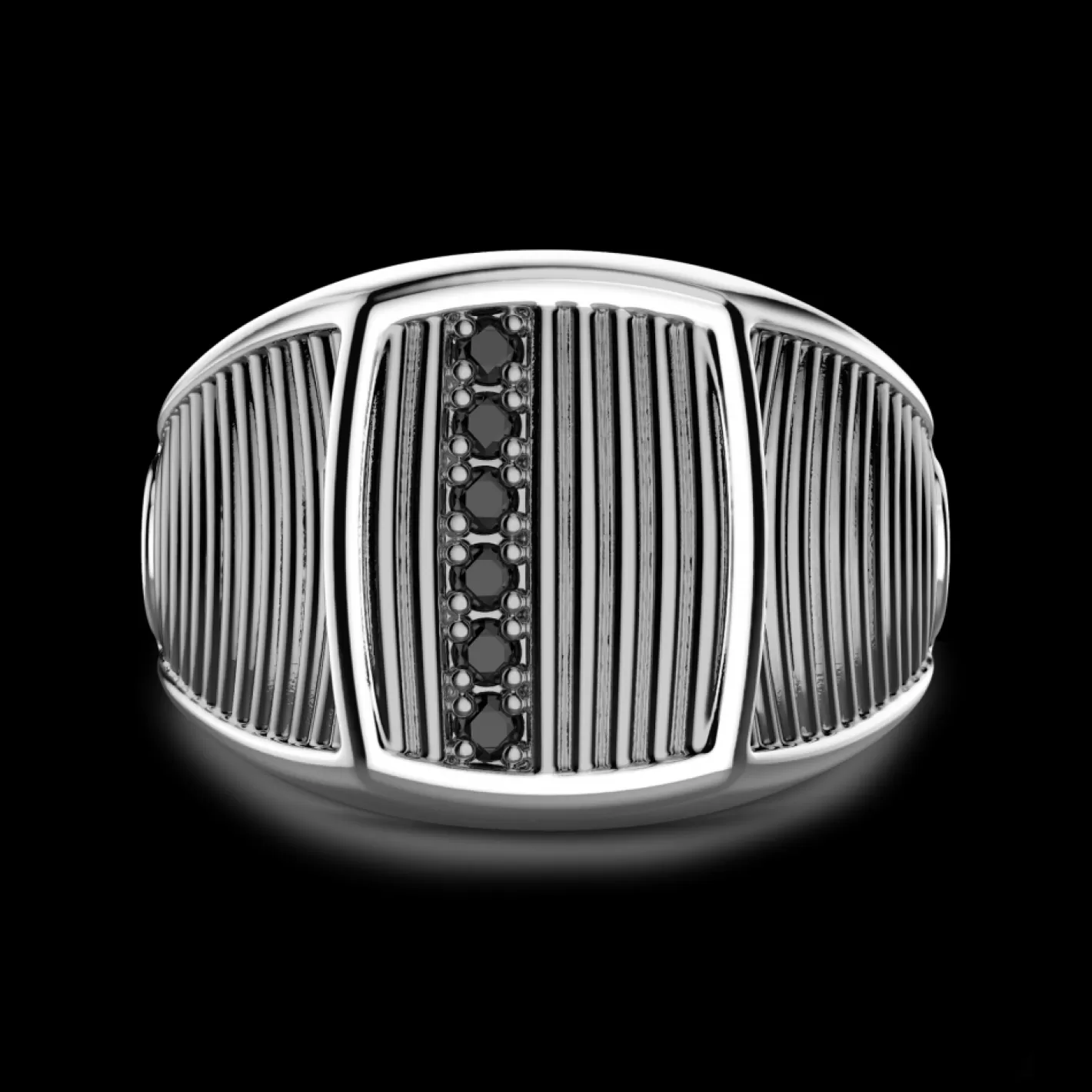 Zancan Gioielli Rings>Zancan Burnished Silver And Black Stone Signet Ring.