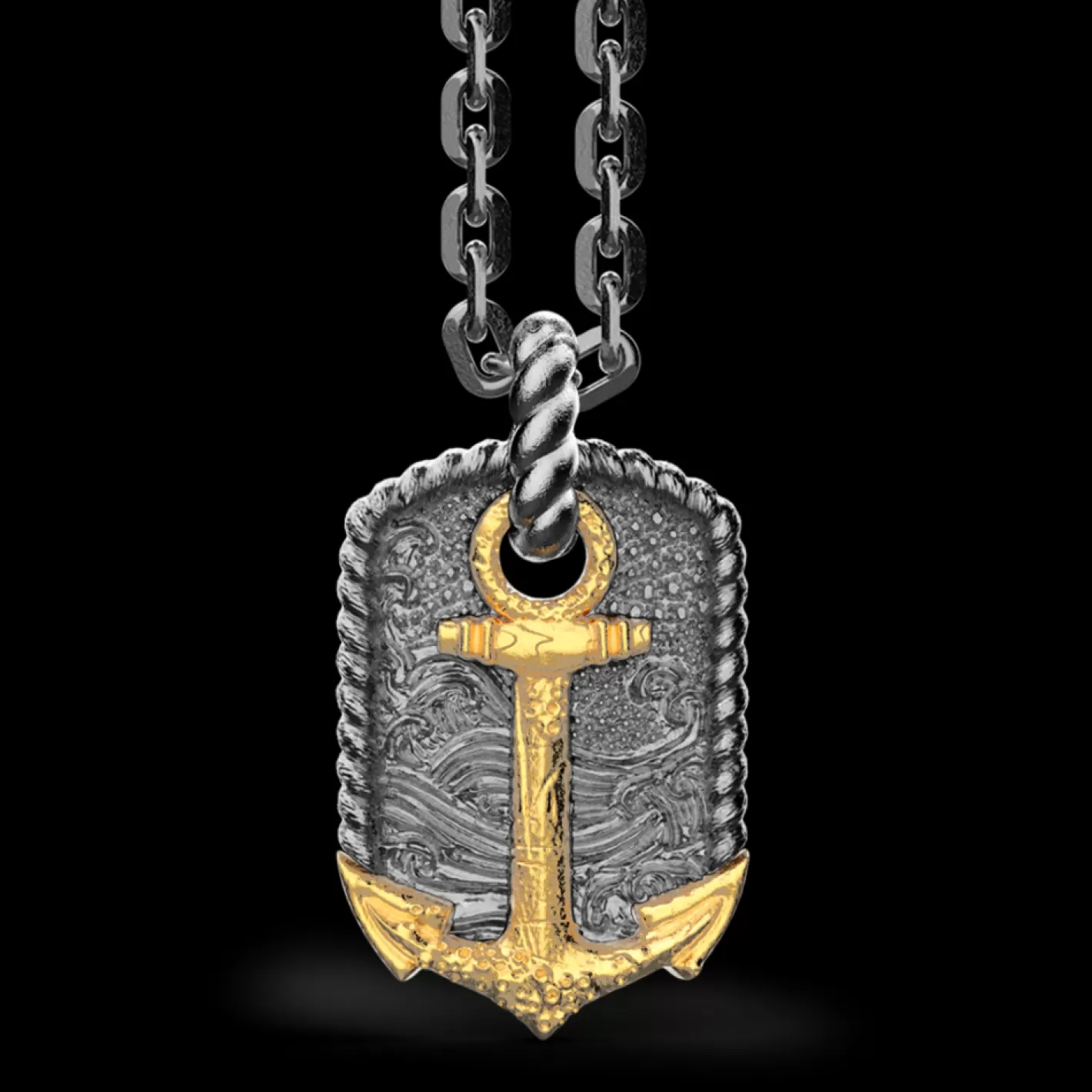 Zancan Gioielli Necklaces>Zancan Burnished Silver Necklace With Anchor.