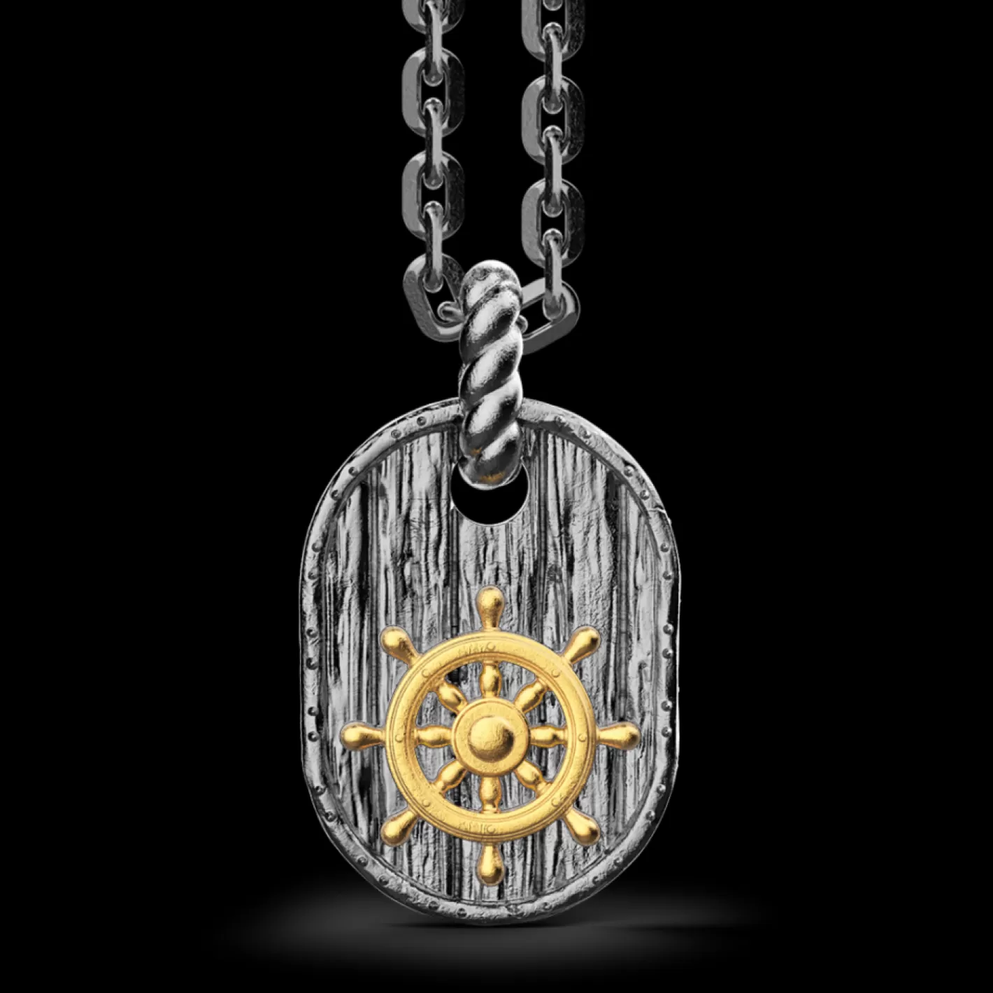 Zancan Gioielli Necklaces>Zancan Burnished Silver Necklace With Helm.