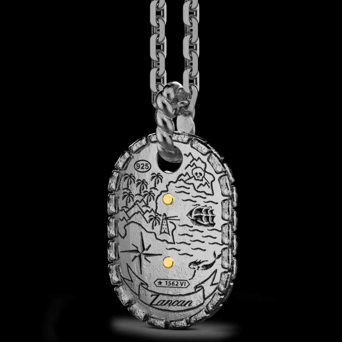 Zancan Gioielli Necklaces>Zancan Burnished Silver Necklace With Lighthouse.