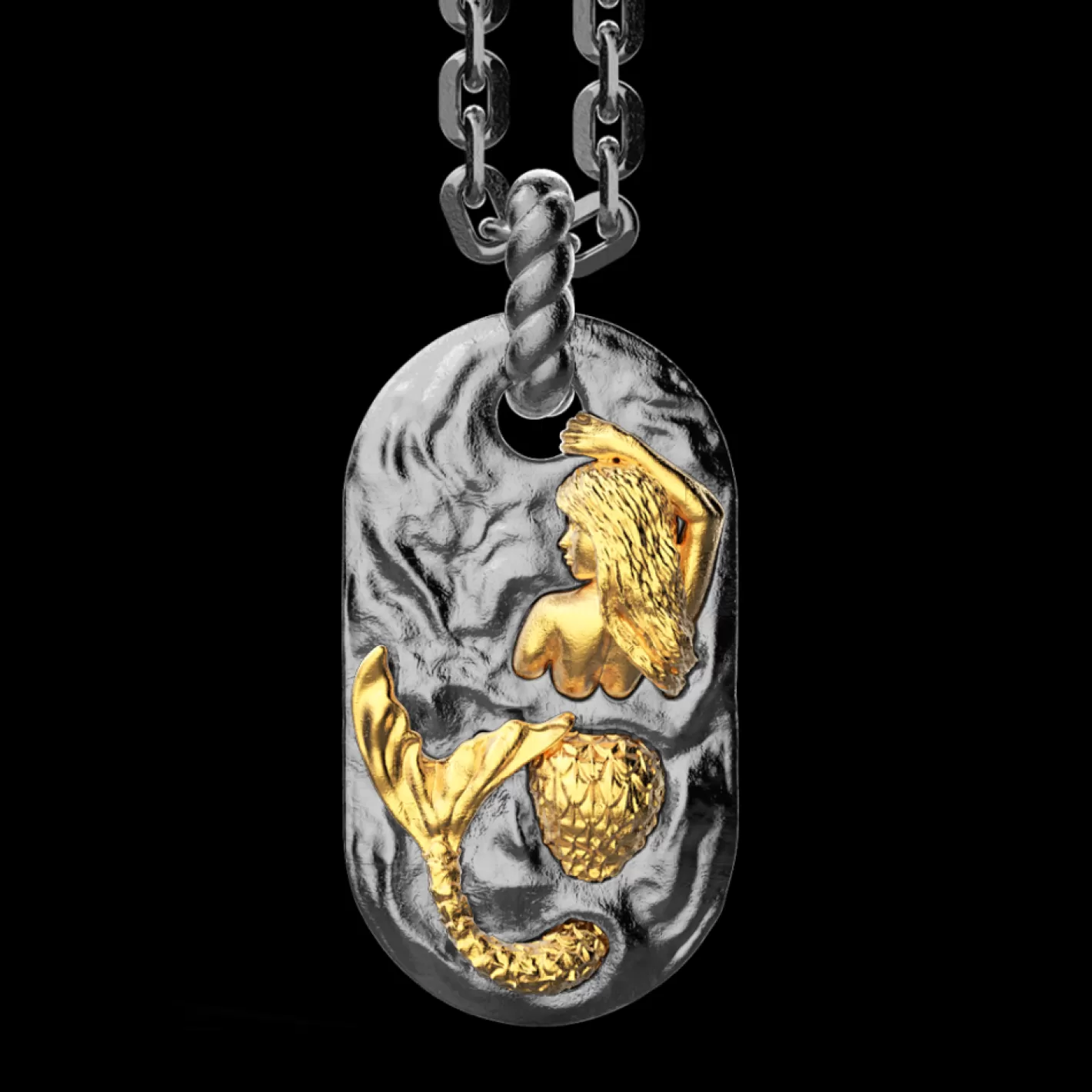 Zancan Gioielli Necklaces>Zancan Burnished Silver Necklace With Mermaid.