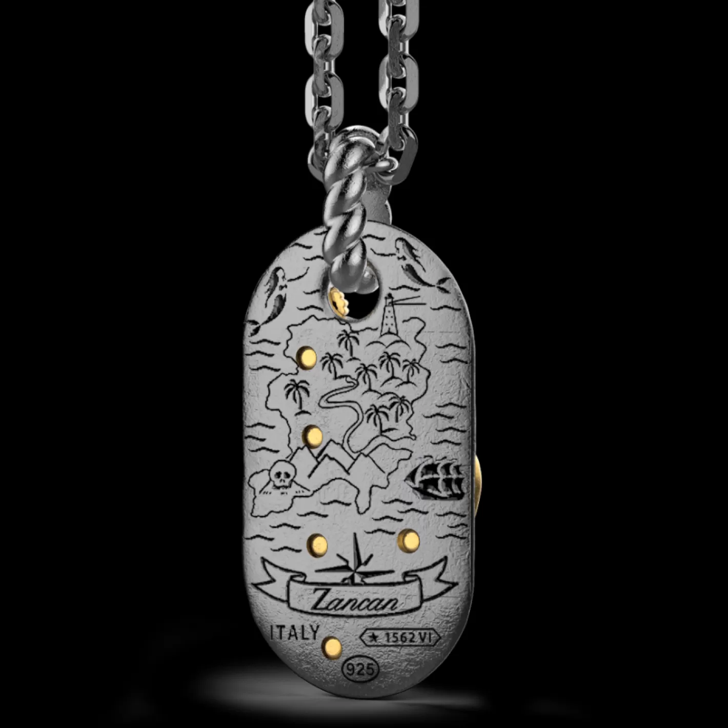 Zancan Gioielli Necklaces>Zancan Burnished Silver Necklace With Mermaid.