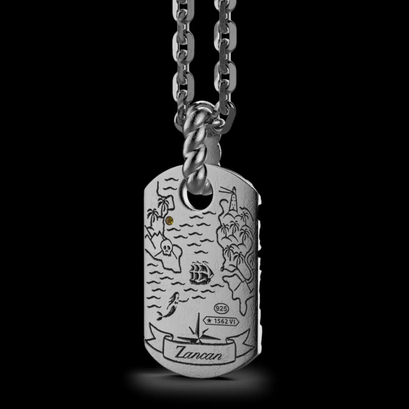 Zancan Gioielli Necklaces>Zancan Burnished Silver Necklace With Pendant Depicting Sea Waves.