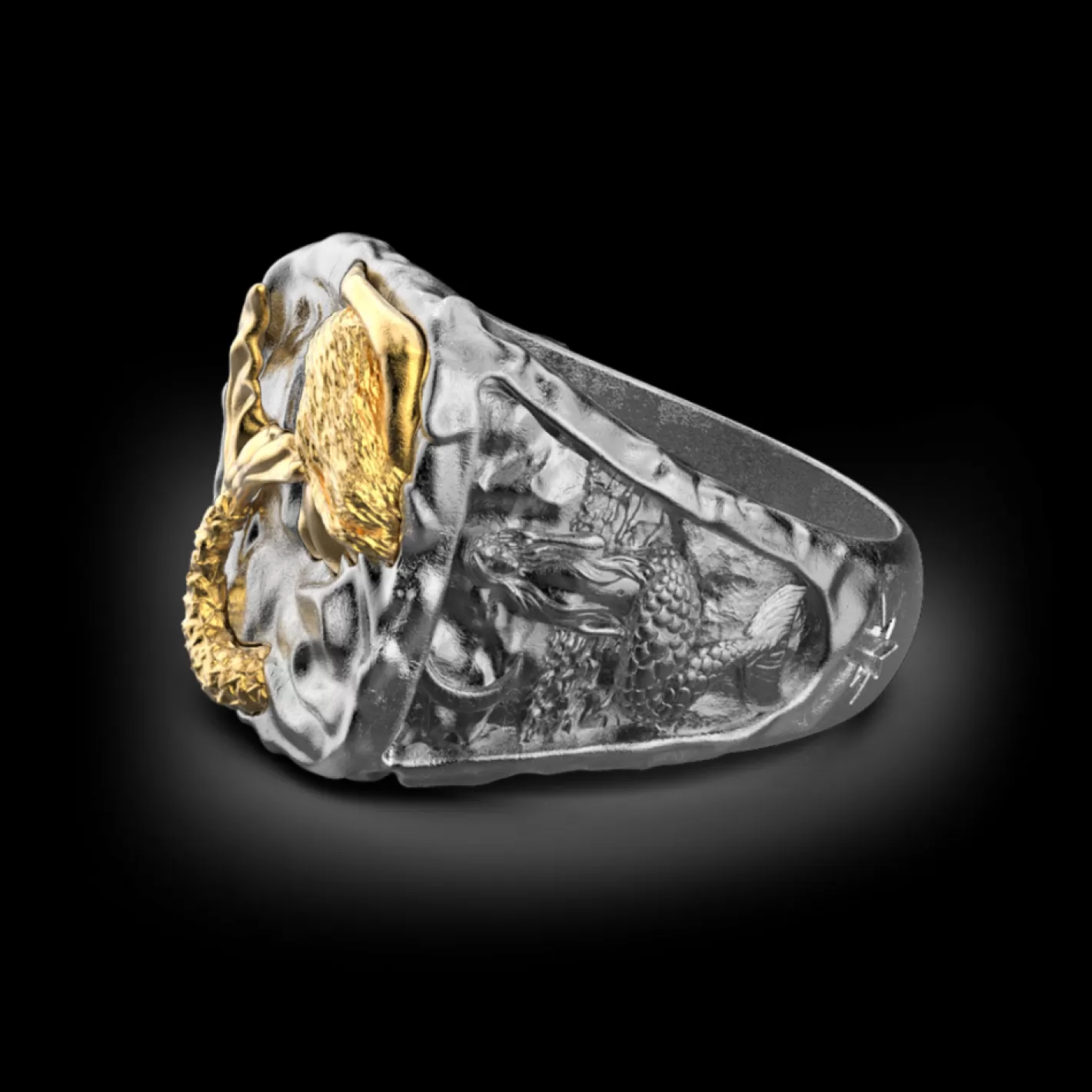 Zancan Gioielli Rings>Zancan Burnished Silver Ring With Mermaid.