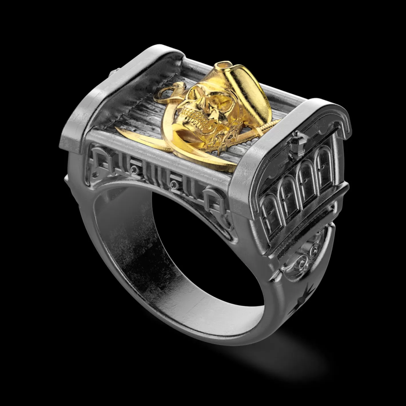 Zancan Gioielli Rings>Zancan Burnished Silver Ring With Pirate.