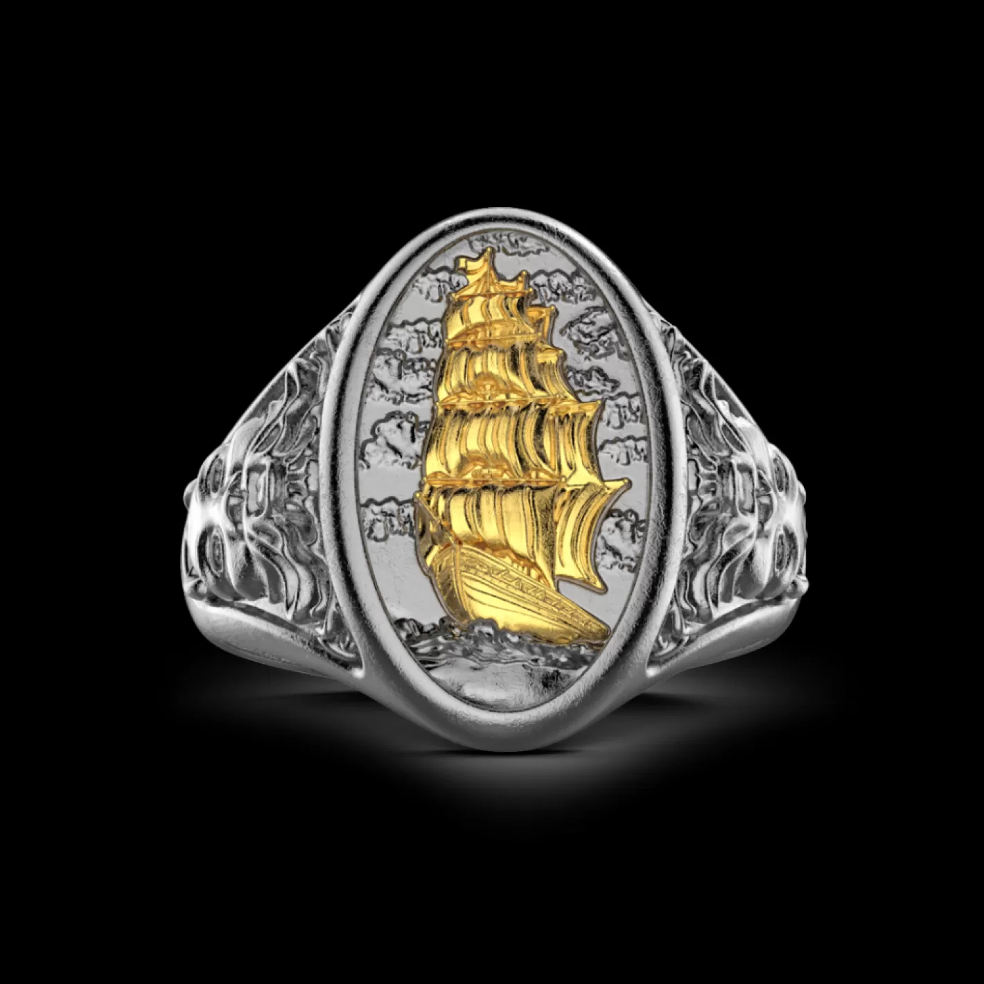 Zancan Gioielli Rings>Zancan Burnished Silver Ring With Sailboat.