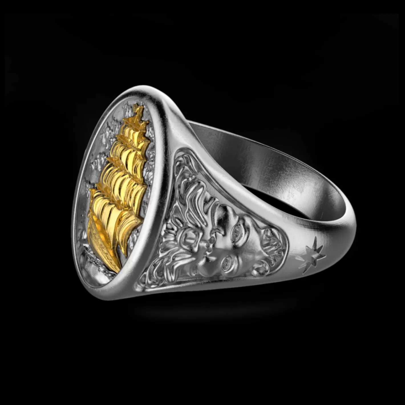 Zancan Gioielli Rings>Zancan Burnished Silver Ring With Sailboat.