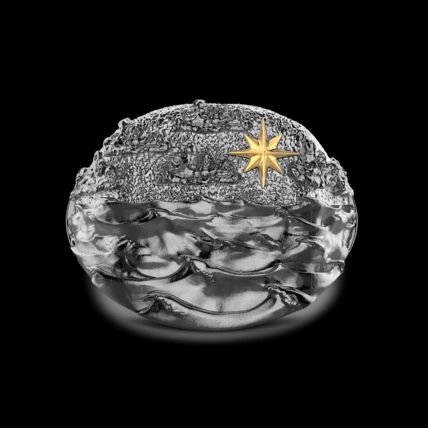 Zancan Gioielli Rings>Zancan Burnished Silver Ring With Sea Waves.