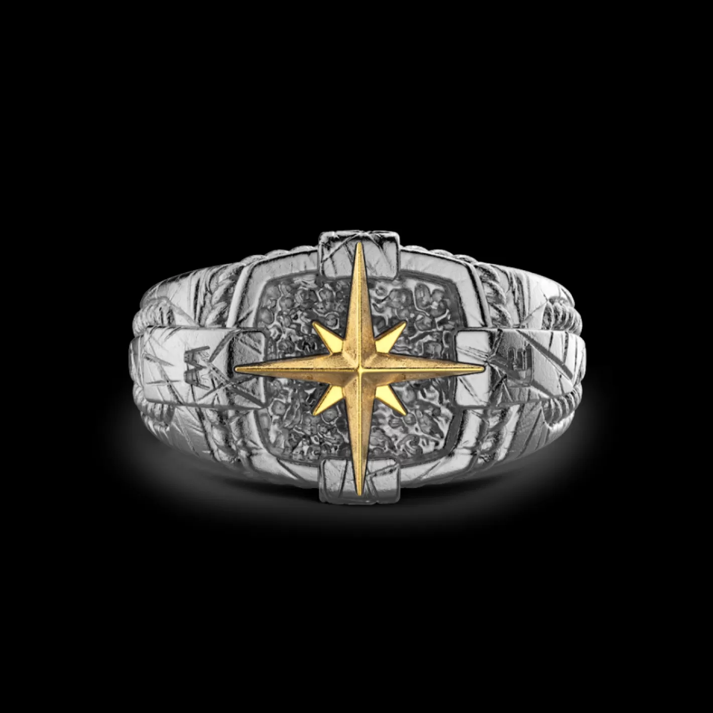 Zancan Gioielli Rings>Zancan Burnished Silver Ring With Wind Rose.