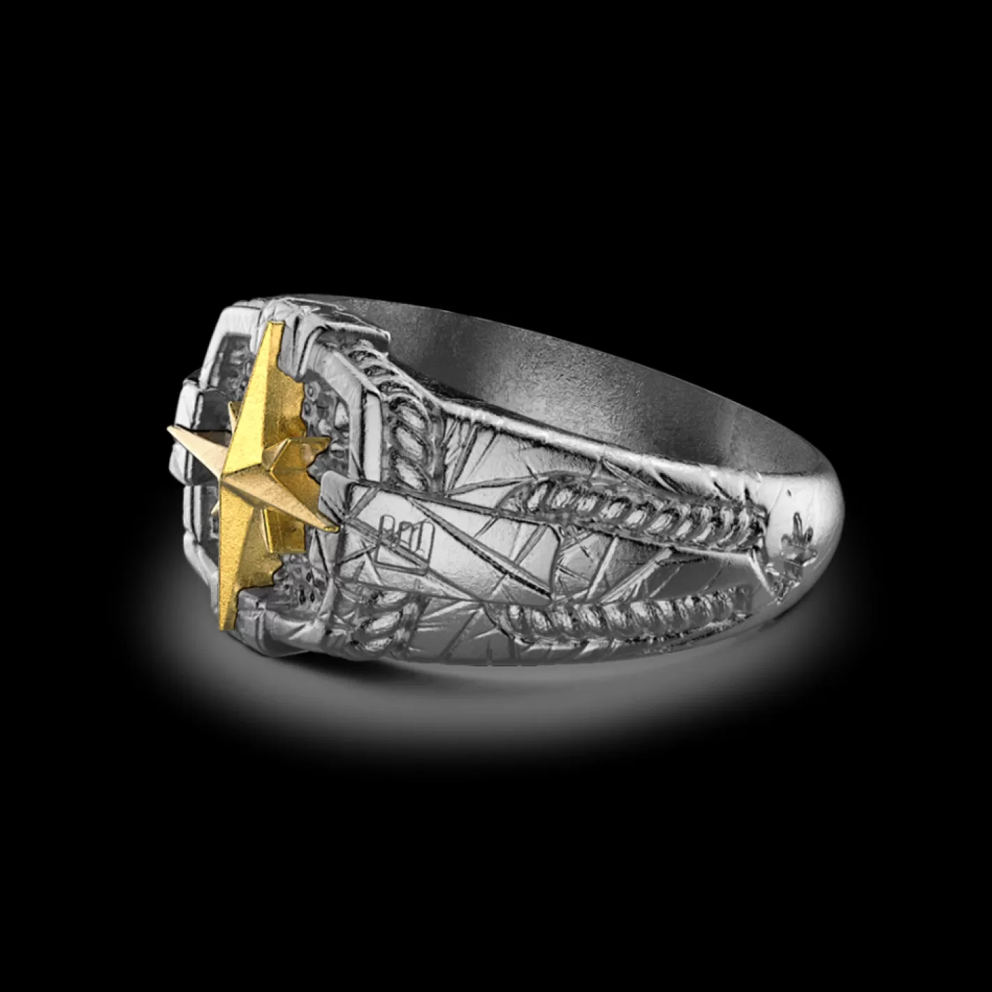 Zancan Gioielli Rings>Zancan Burnished Silver Ring With Wind Rose.