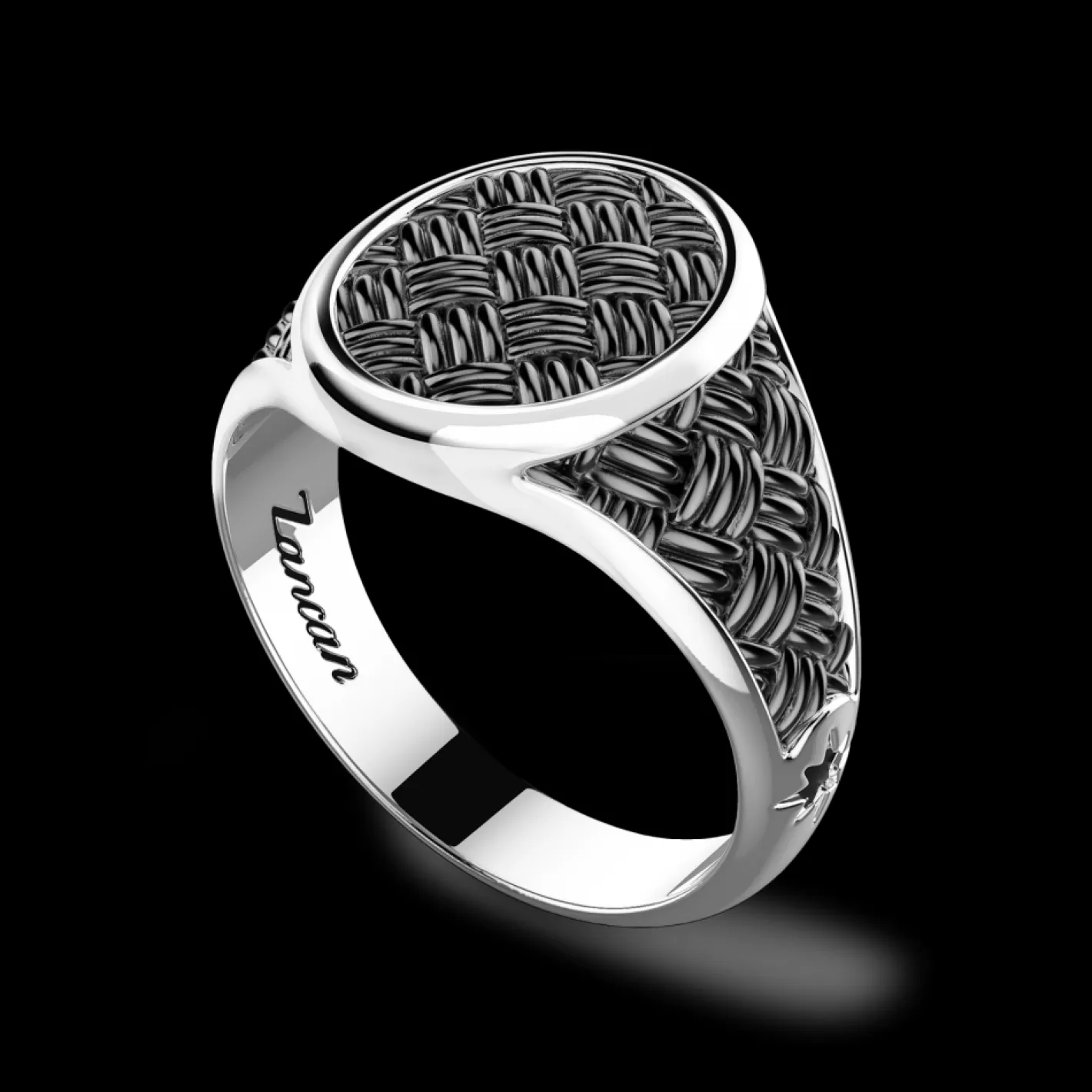 Zancan Gioielli Rings>Zancan Burnished Silver Signet Ring.
