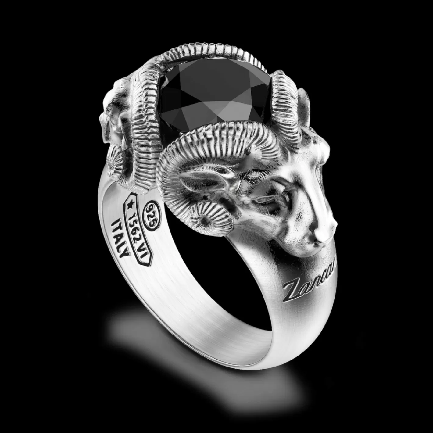 Zancan Gioielli Rings>Zancan Ring With Rams And Silver Onyx.