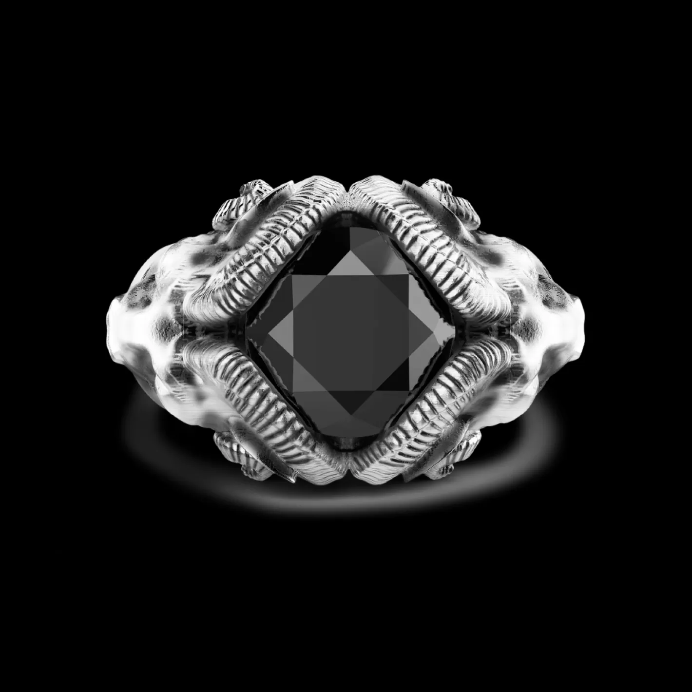 Zancan Gioielli Rings>Zancan Ring With Rams And Silver Onyx.