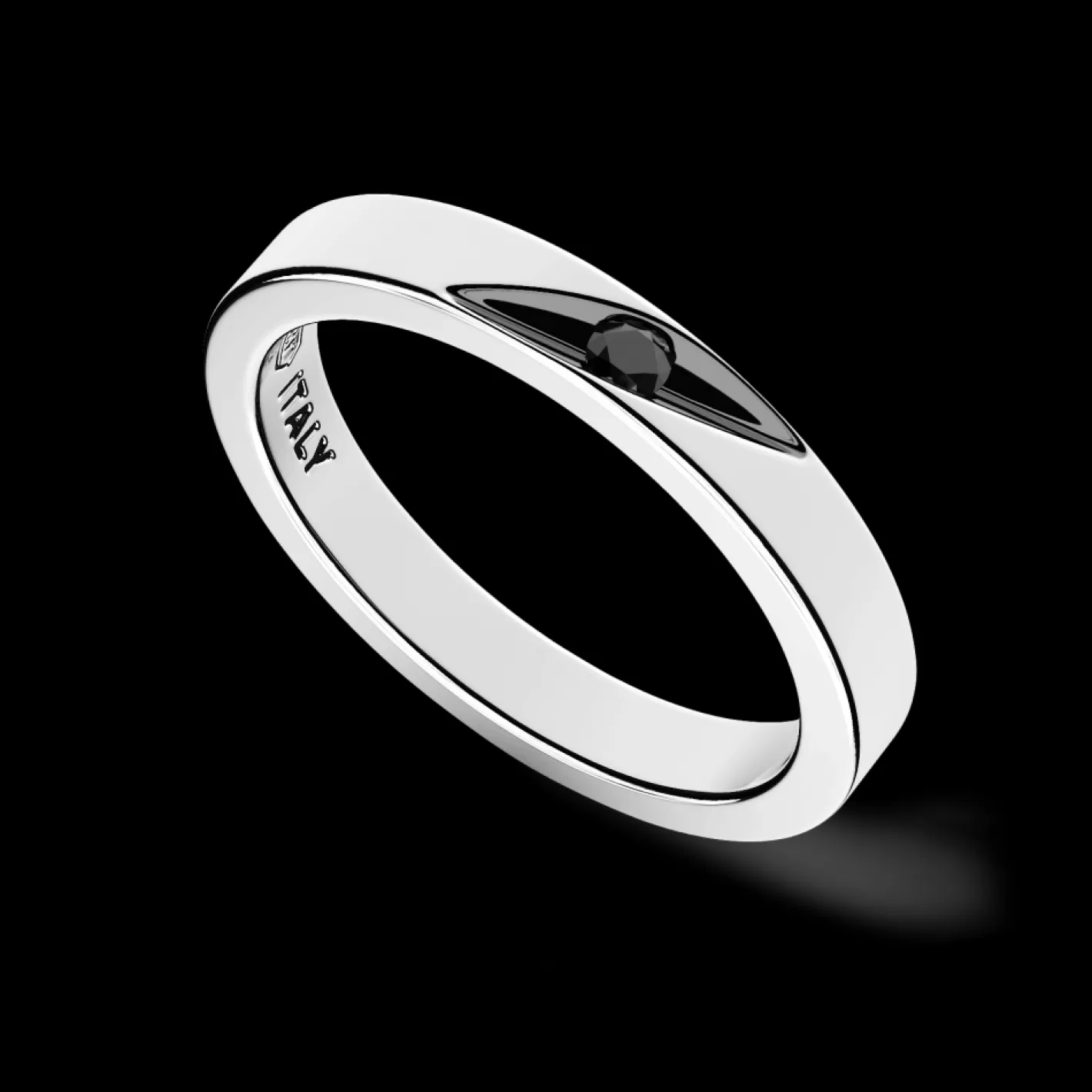 Zancan Gioielli Rings>Zancan Silver And Black Stone Band Ring.