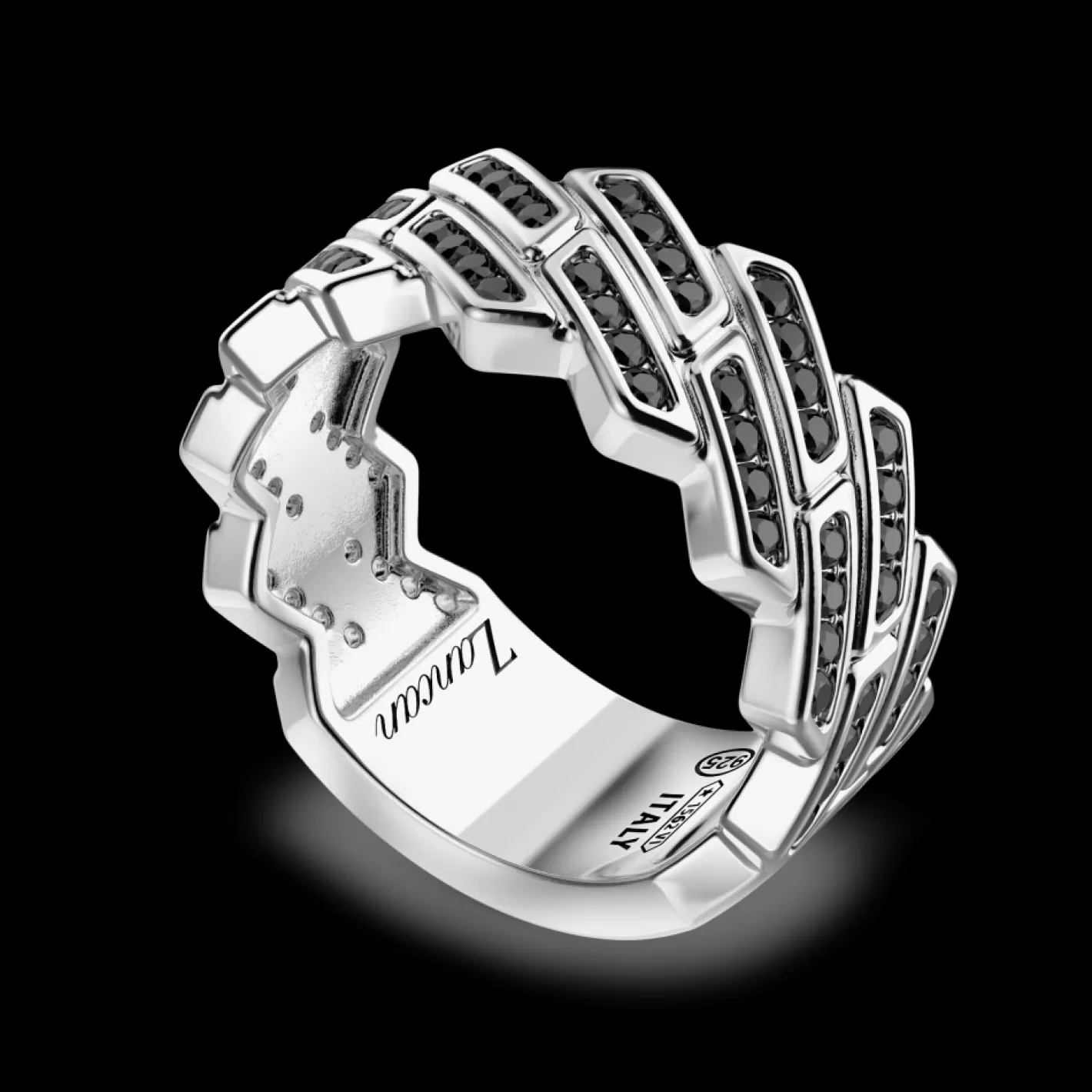 Zancan Gioielli Rings>Zancan Silver Band Ring With Stones.