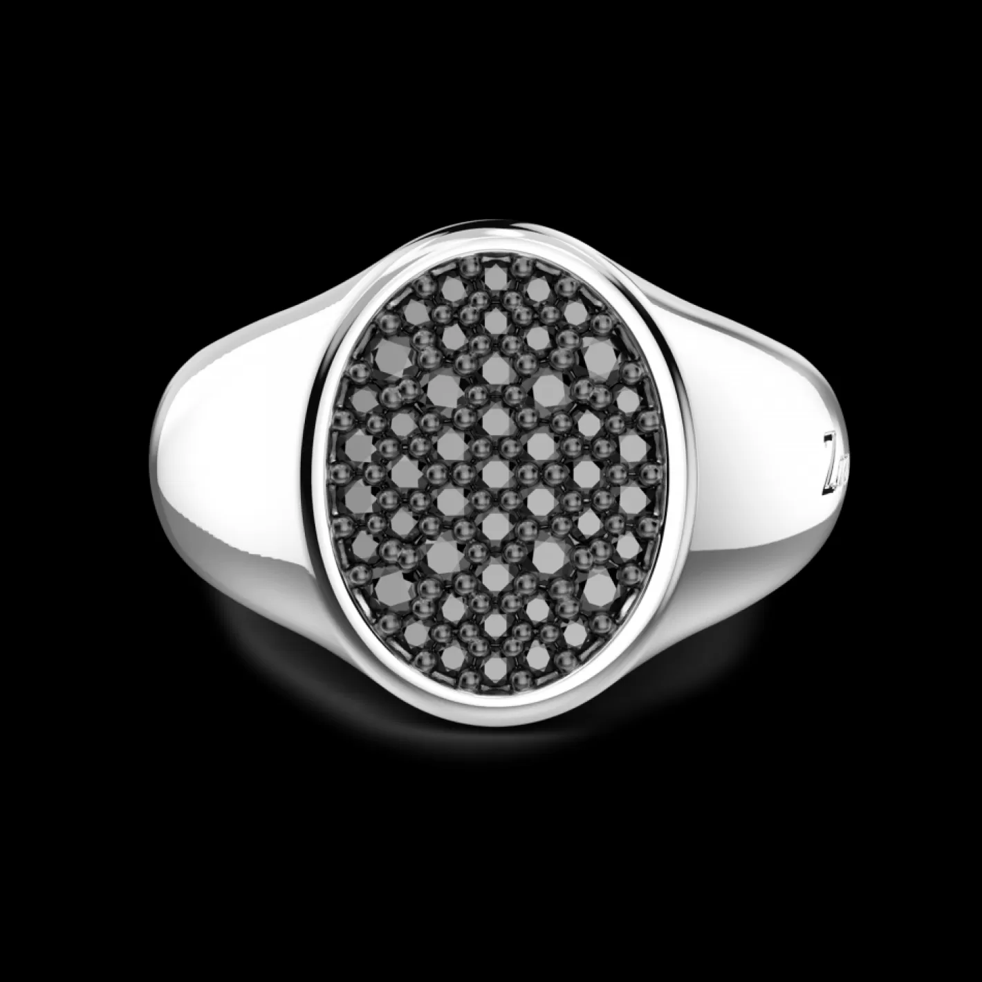 Zancan Gioielli Rings>Zancan Silver Chevalier Ring With Black Stones.