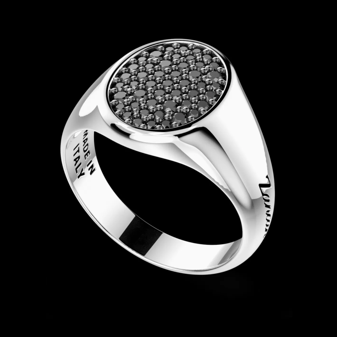 Zancan Gioielli Rings>Zancan Silver Chevalier Ring With Black Stones.