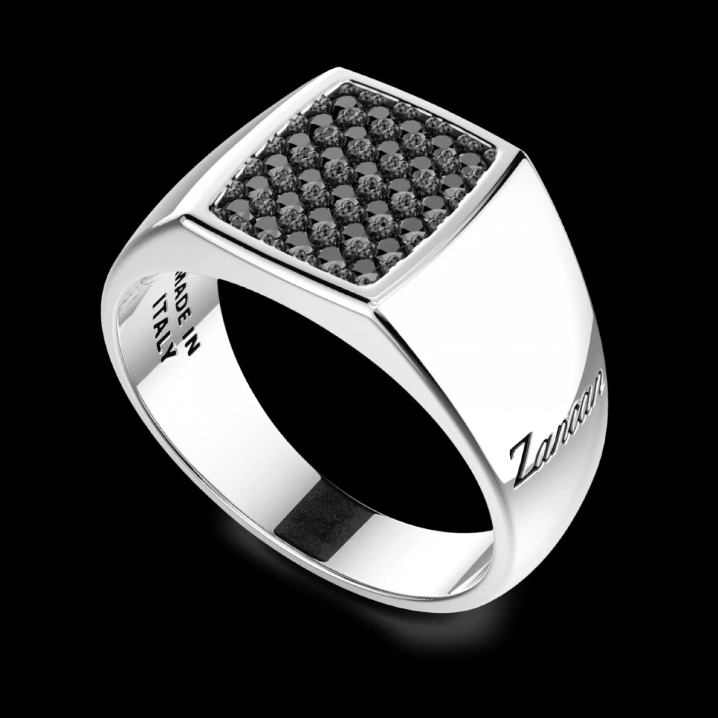 Zancan Gioielli Rings>Zancan Silver Chevalier Ring With Black Stones.