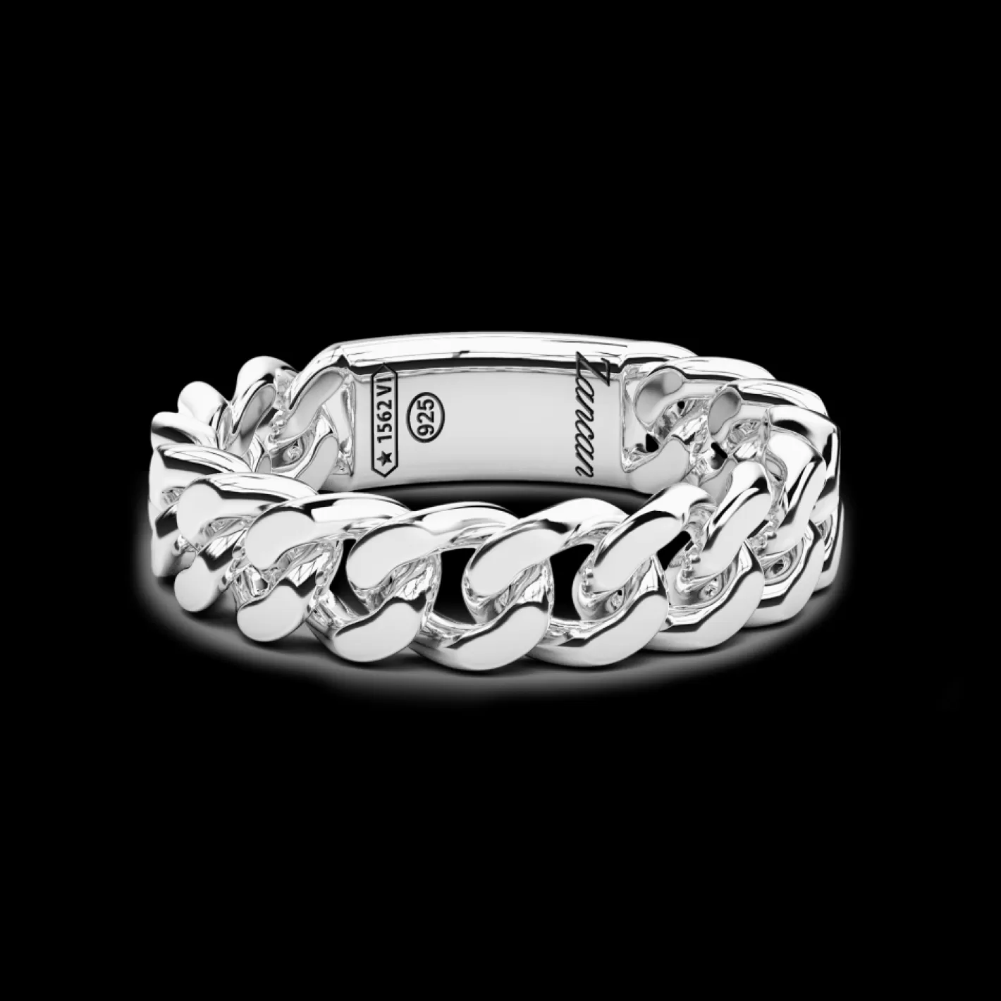 Zancan Gioielli Rings>Zancan Silver Curb Chain Ring.