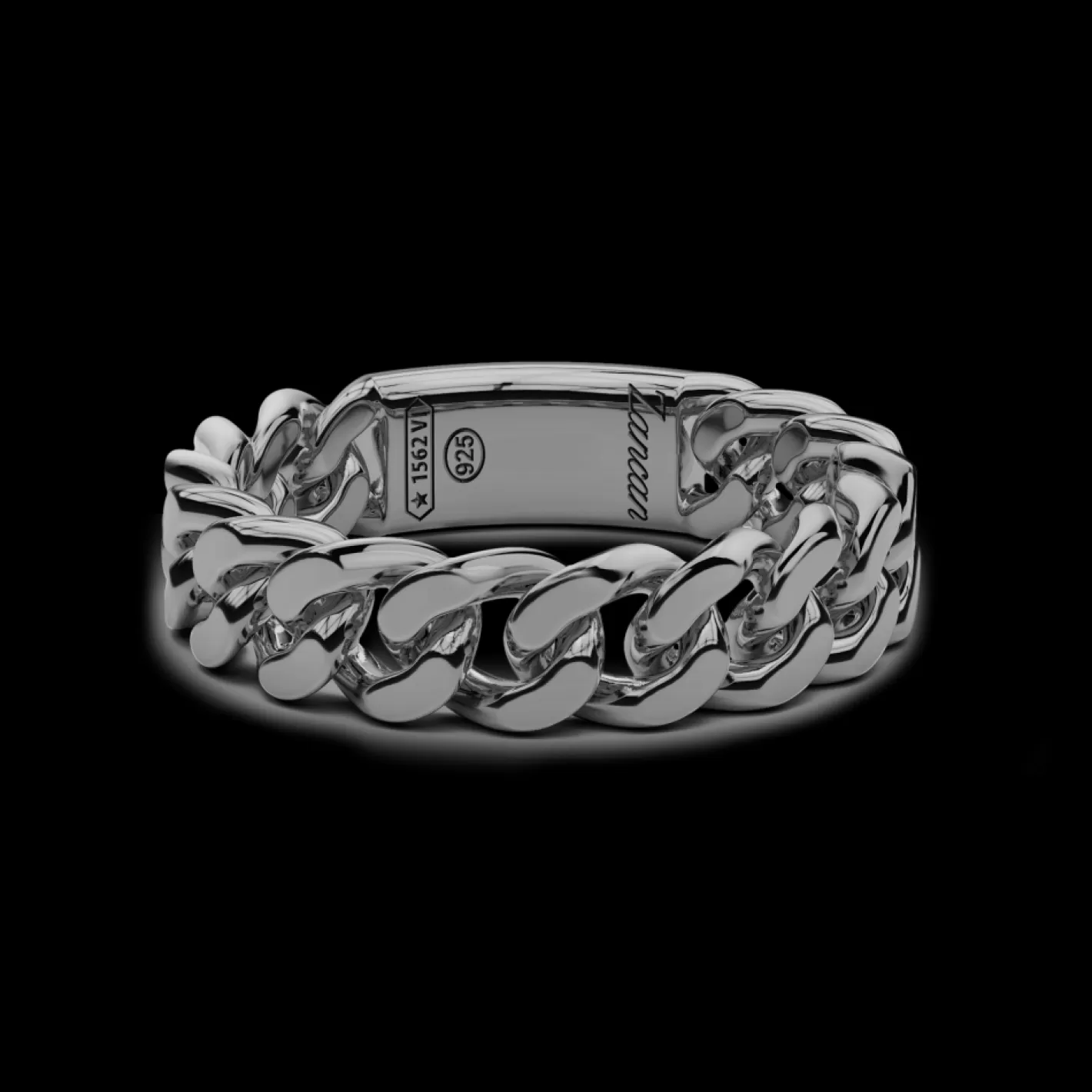 Zancan Gioielli Rings>Zancan Silver Curb Chain Ring.