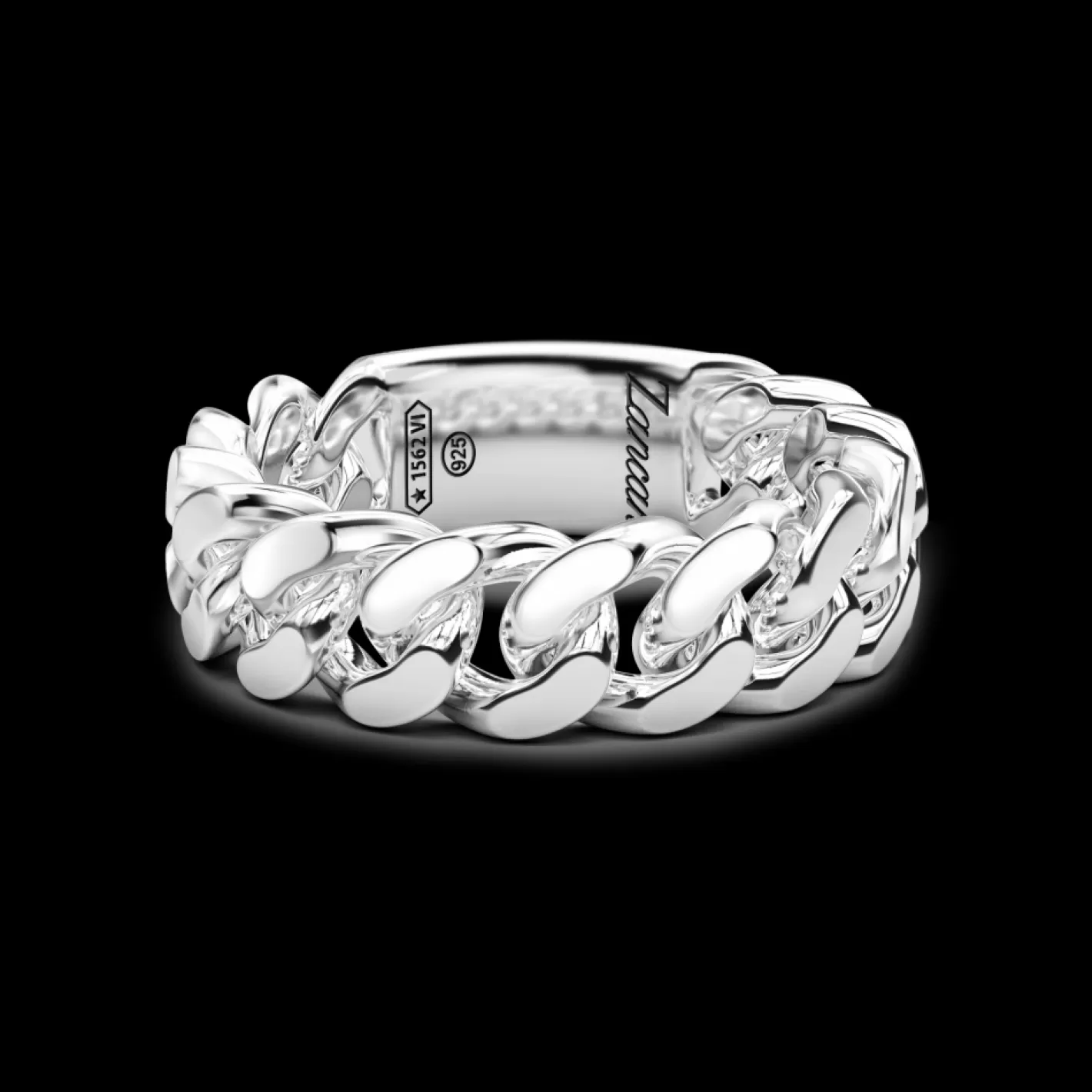 Zancan Gioielli Rings>Zancan Silver Curb Chain Ring.