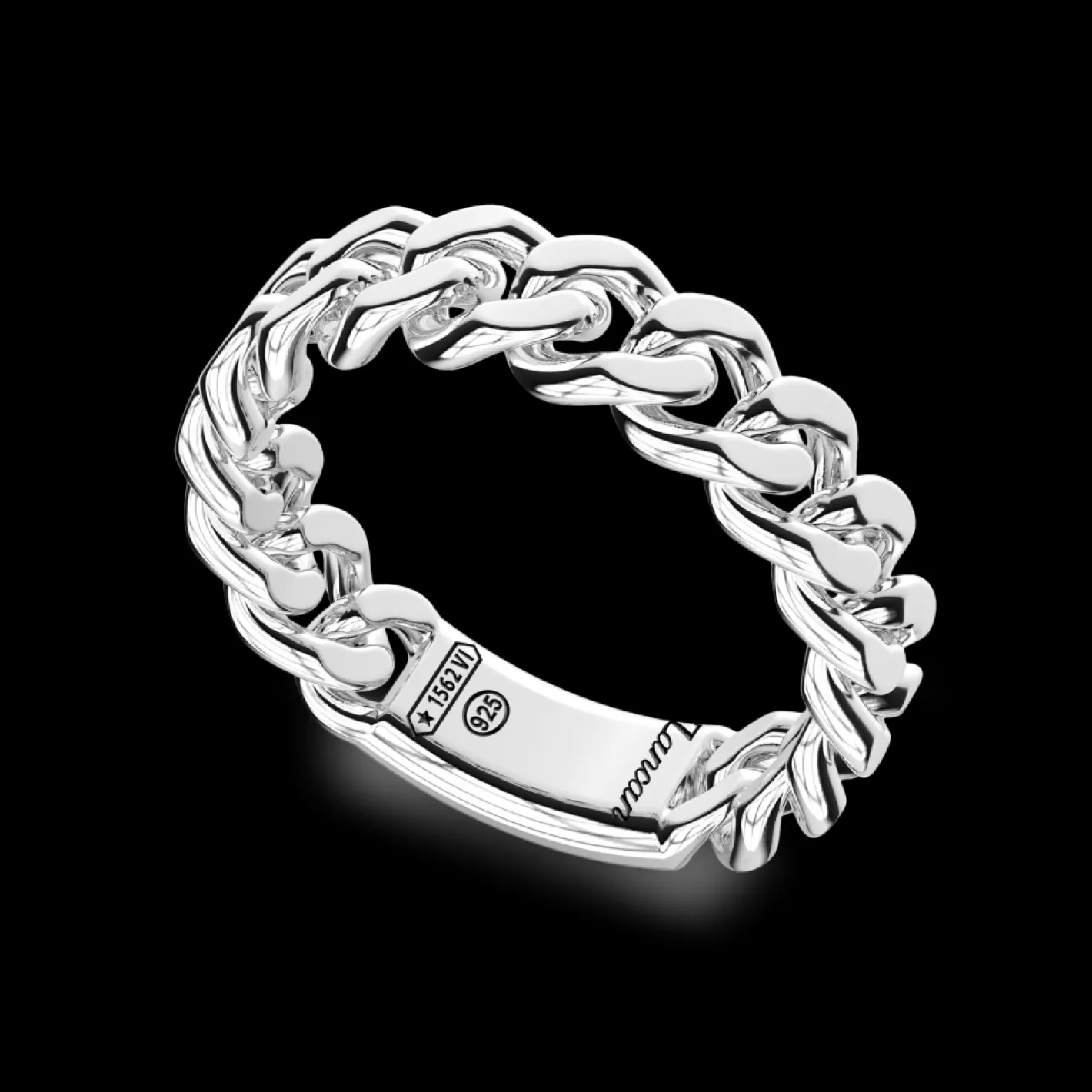 Zancan Gioielli Rings>Zancan Silver Curb Chain Ring.