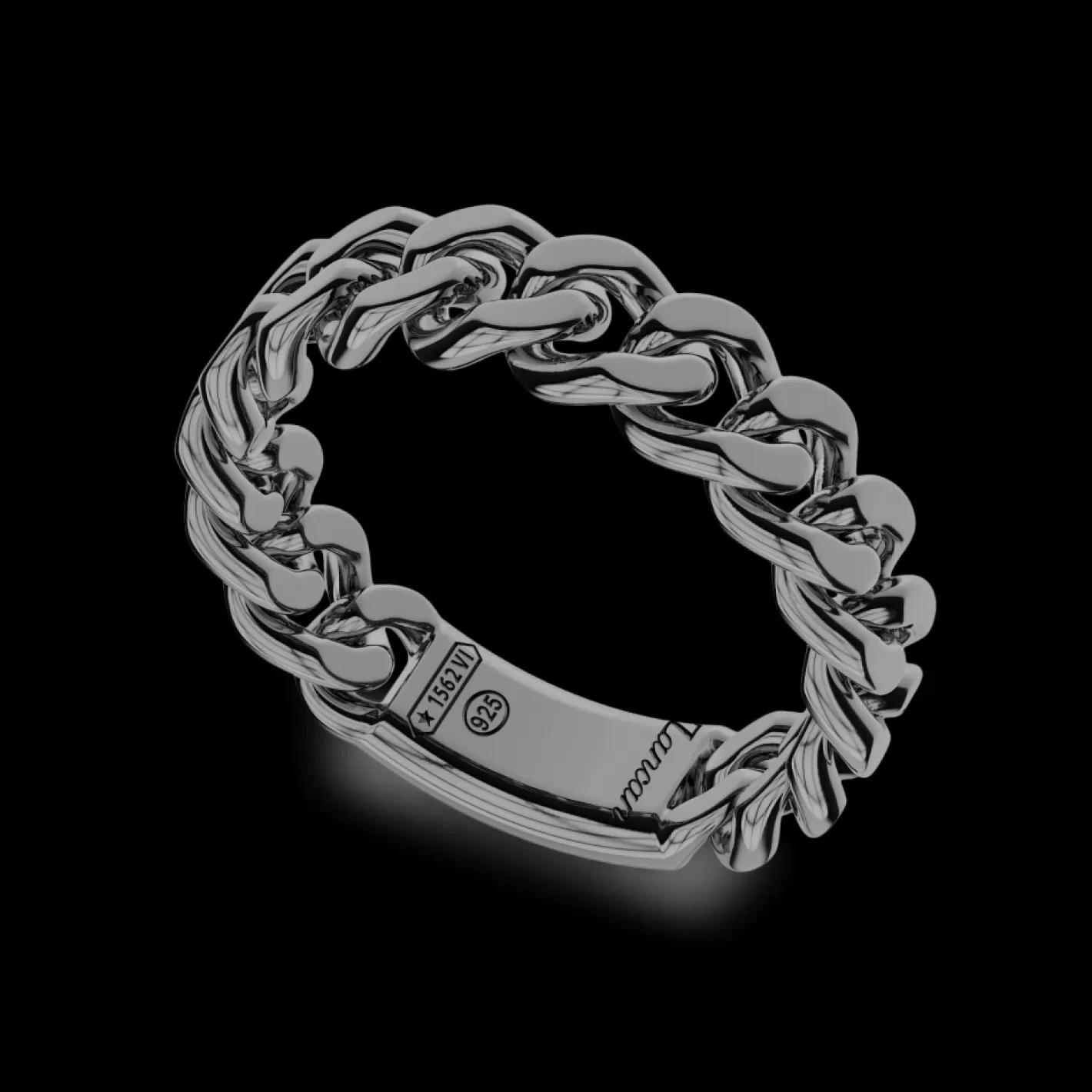 Zancan Gioielli Rings>Zancan Silver Curb Chain Ring.