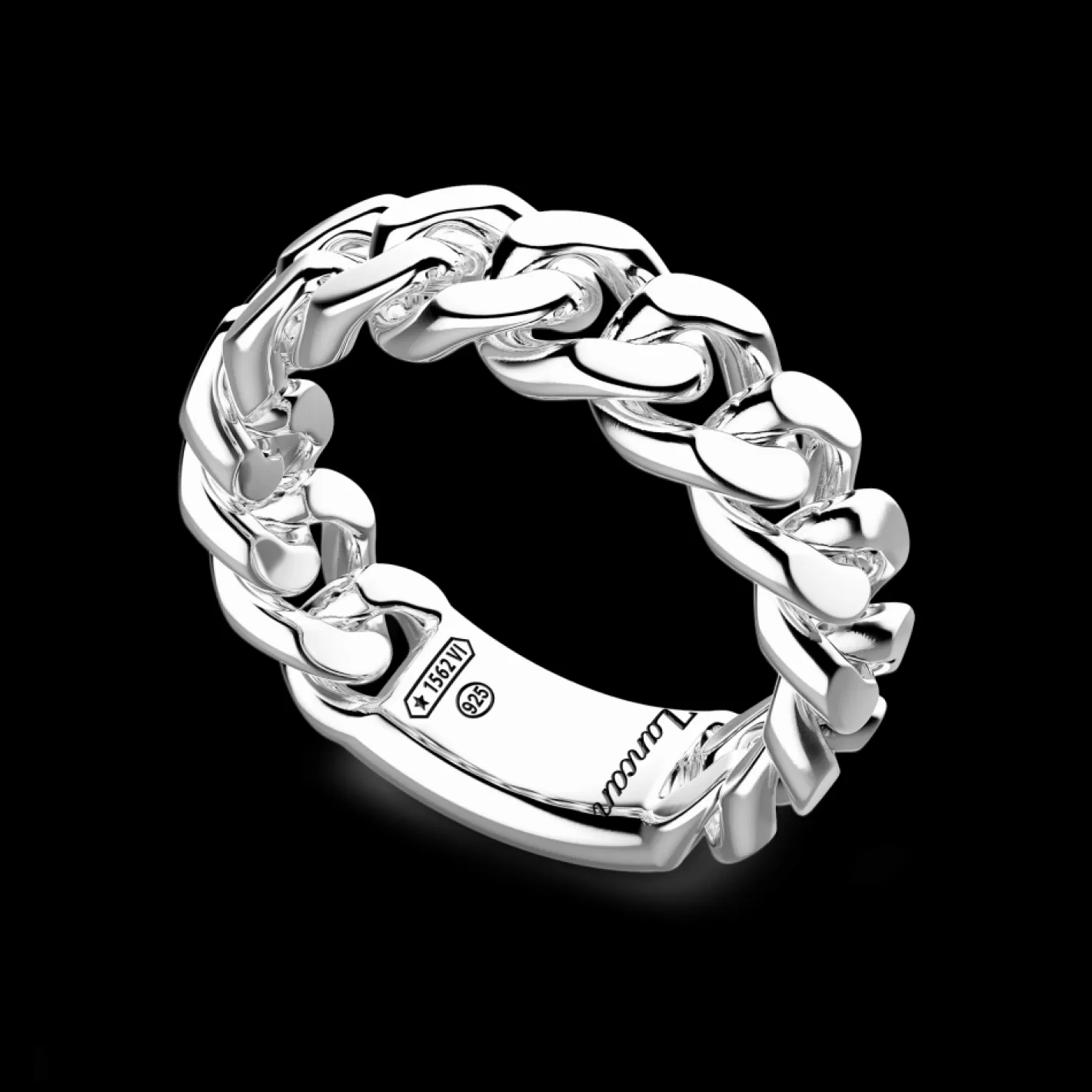 Zancan Gioielli Rings>Zancan Silver Curb Chain Ring.