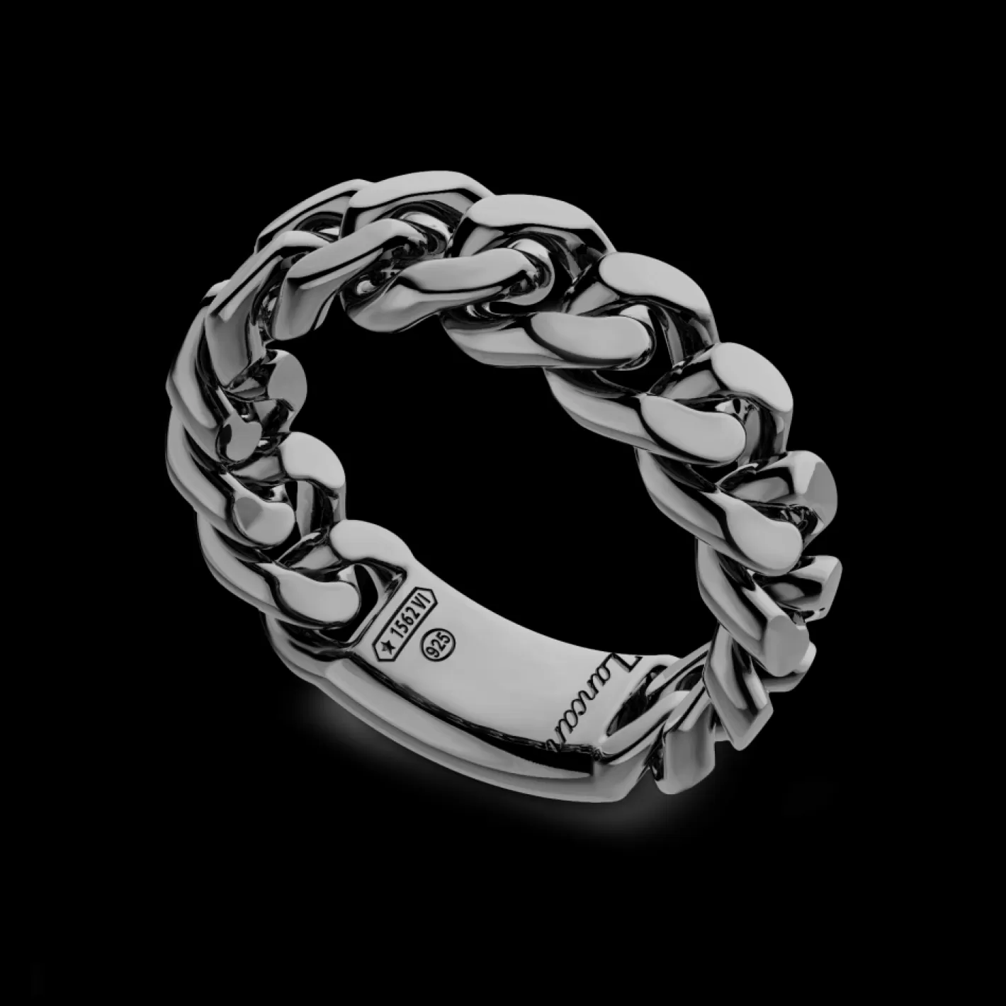 Zancan Gioielli Rings>Zancan Silver Curb Chain Ring.