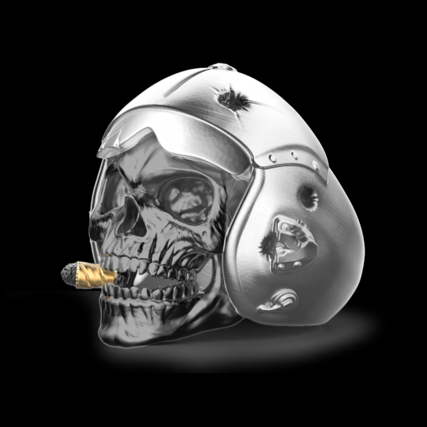 Zancan Gioielli Rings>Zancan Silver Ring With Aviator Skull.