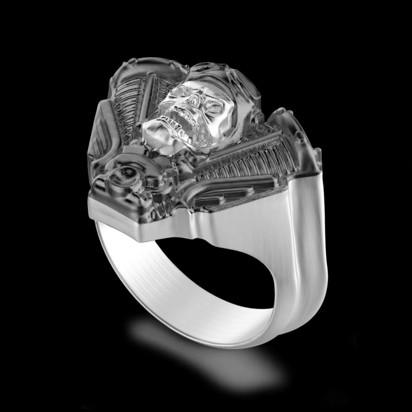 Zancan Gioielli Rings>Zancan Silver Ring With Biker Skull.