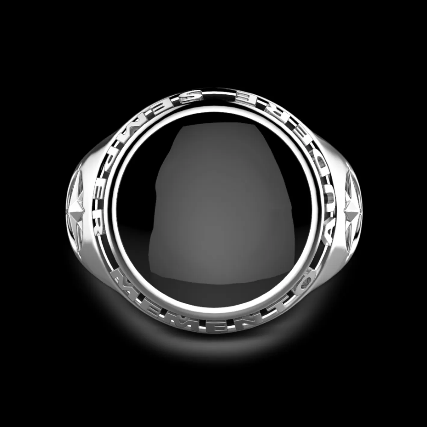 Zancan Gioielli Rings>Zancan Silver Ring With Black Onyx And Latin Inscription.