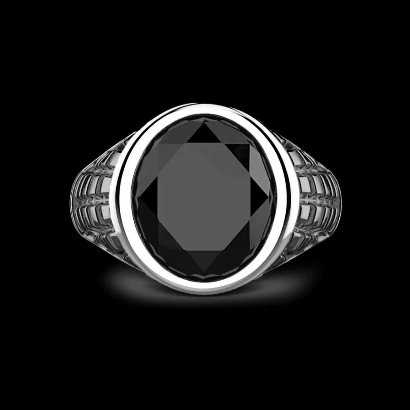 Zancan Gioielli Rings>Zancan Silver Ring With Black Stone.