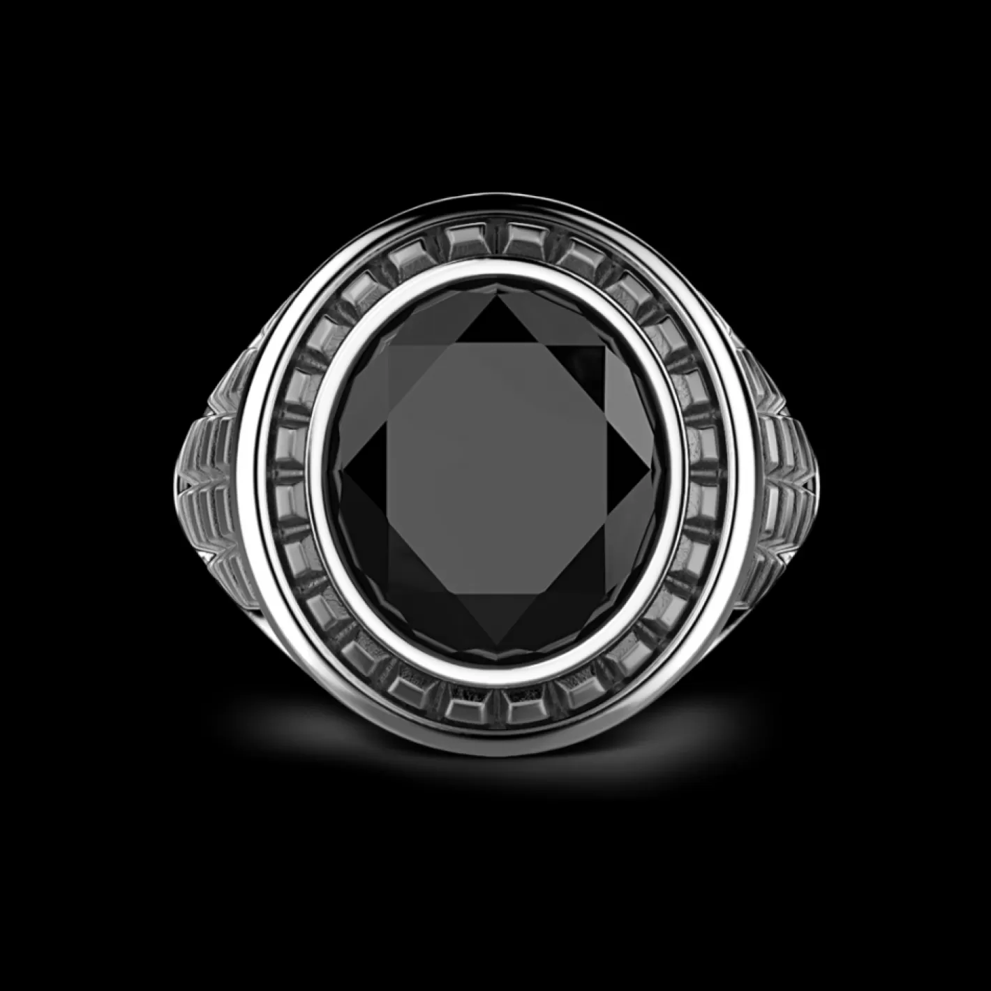 Zancan Gioielli Rings>Zancan Silver Ring With Black Stone.