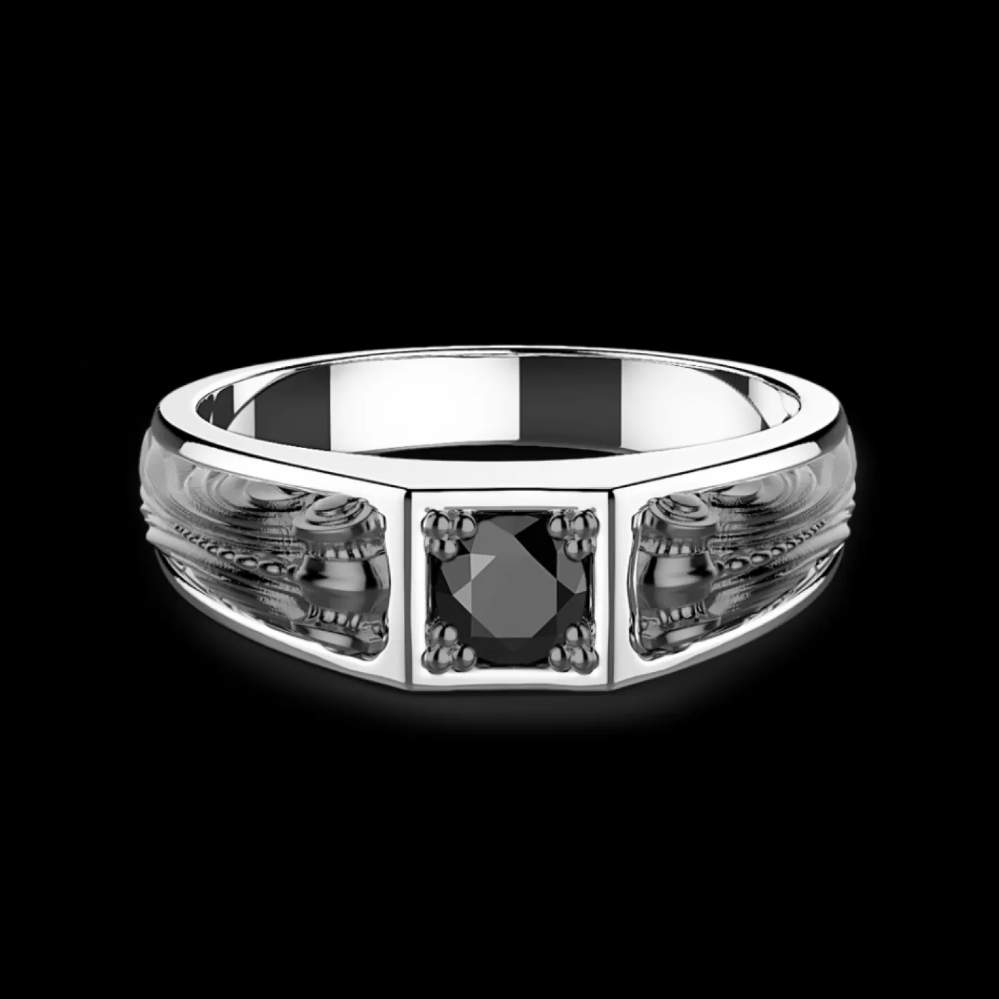 Zancan Gioielli Rings>Zancan Silver Ring With Black Stone.