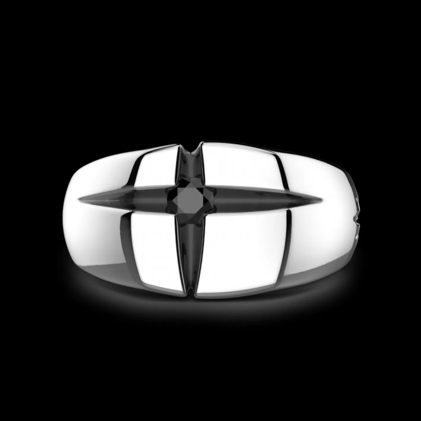 Zancan Gioielli Rings>Zancan Silver Ring With Black Stone.