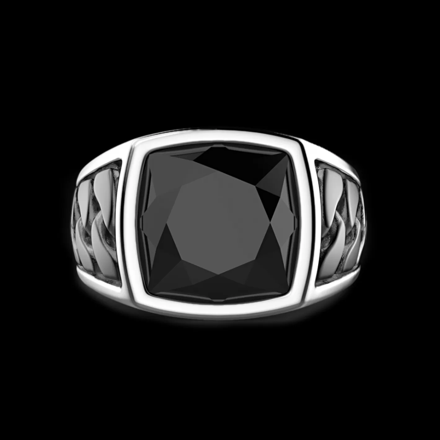 Zancan Gioielli Rings>Zancan Silver Ring With Black Stone.