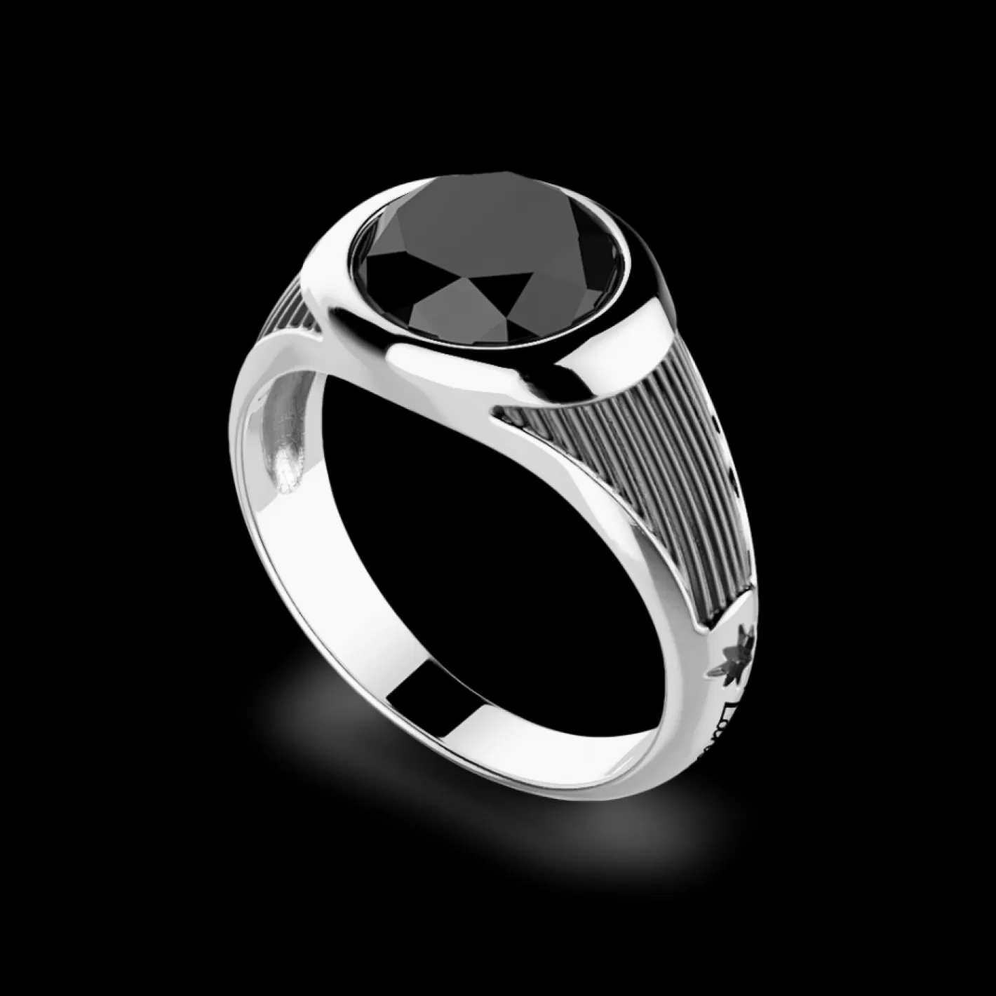 Zancan Gioielli Rings>Zancan Silver Ring With Black Stone.