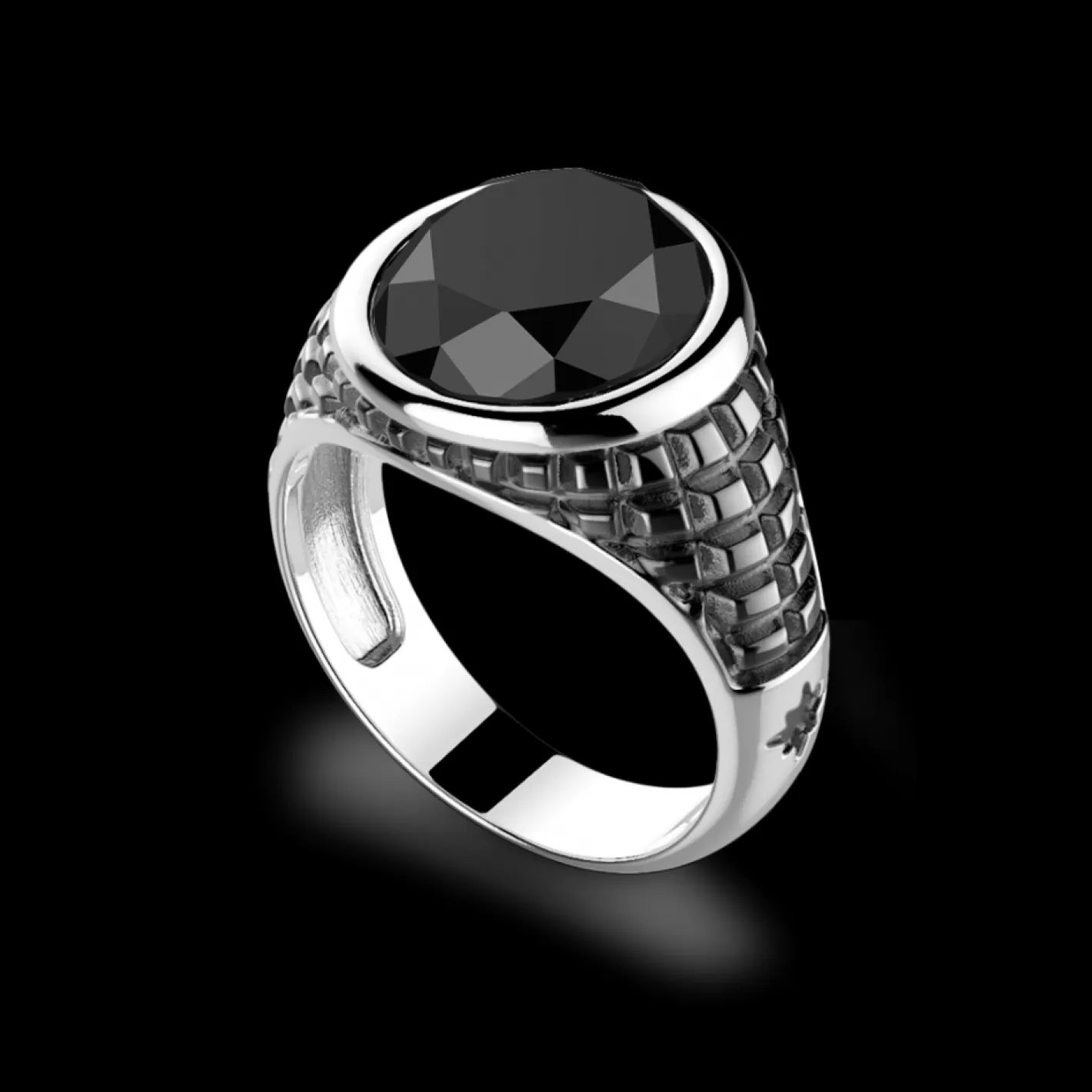 Zancan Gioielli Rings>Zancan Silver Ring With Black Stone.