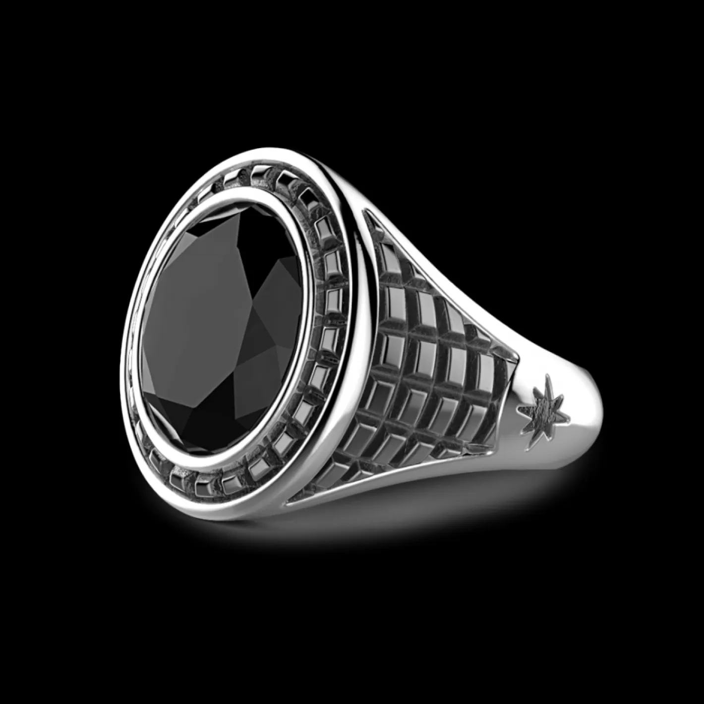 Zancan Gioielli Rings>Zancan Silver Ring With Black Stone.