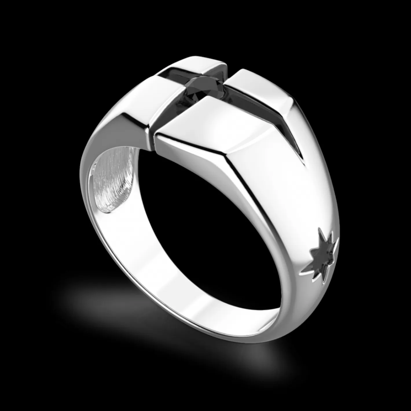 Zancan Gioielli Rings>Zancan Silver Ring With Black Stone.