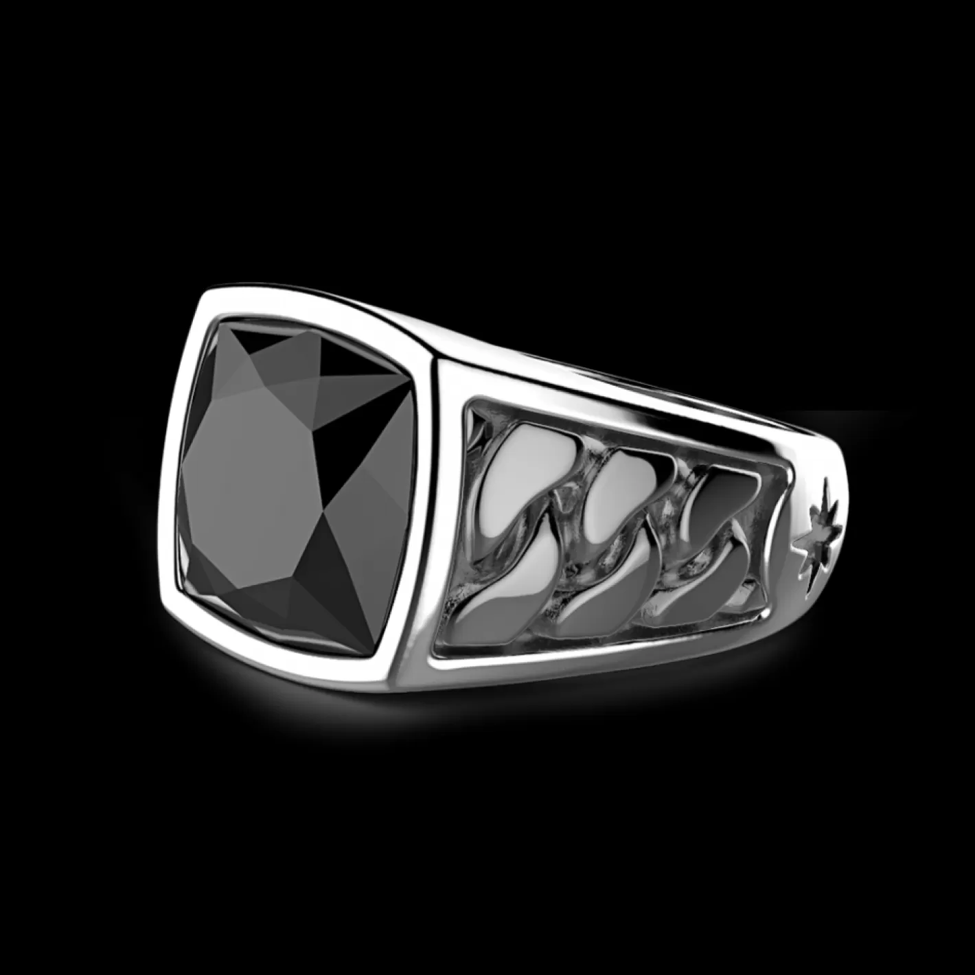 Zancan Gioielli Rings>Zancan Silver Ring With Black Stone.