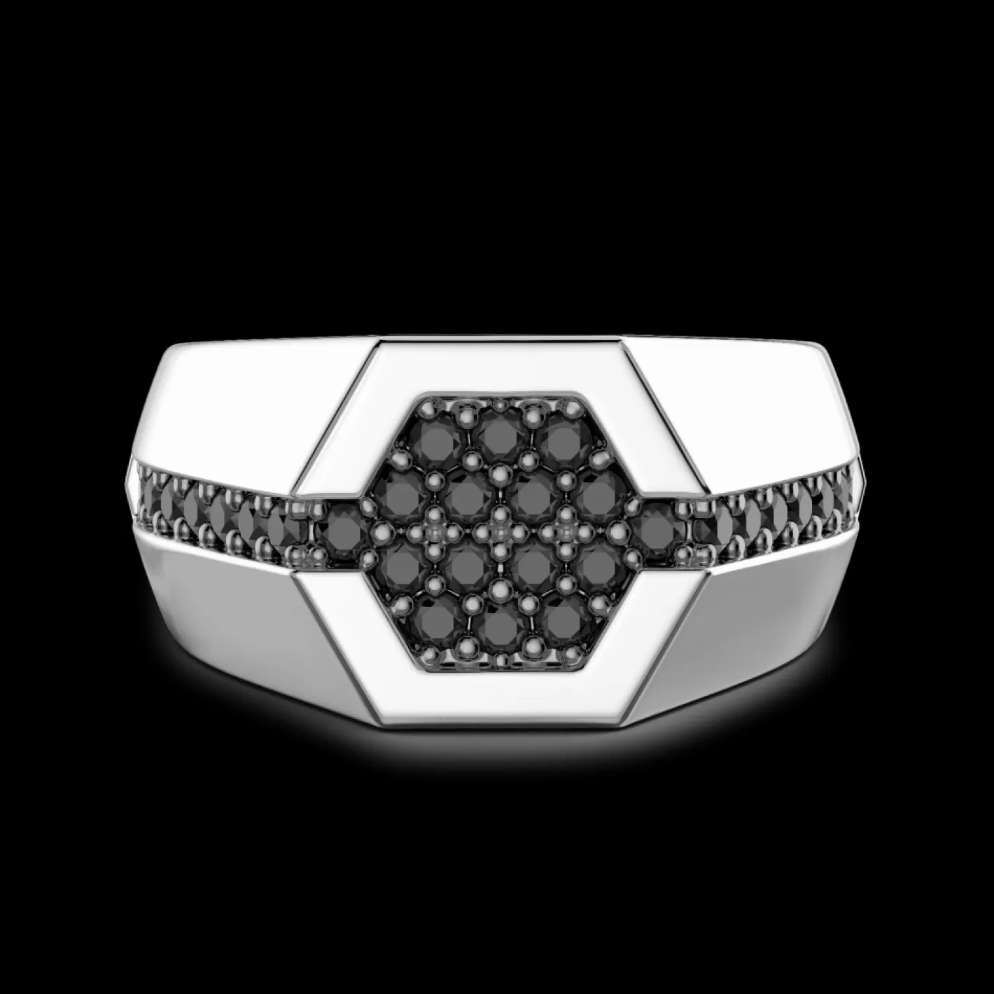 Zancan Gioielli Rings>Zancan Silver Ring With Black Stones.