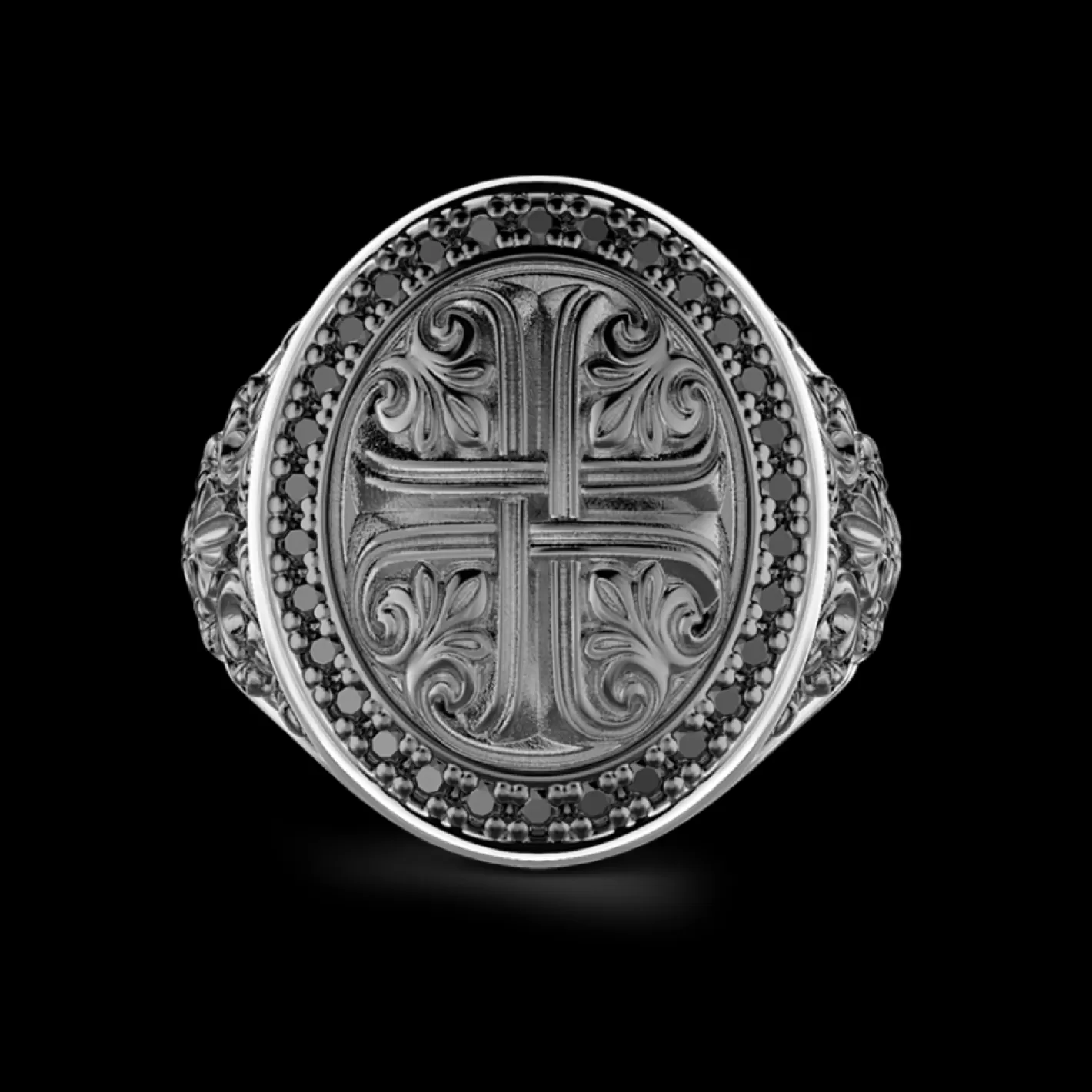 Zancan Gioielli Rings>Zancan Silver Ring With Black Stones.