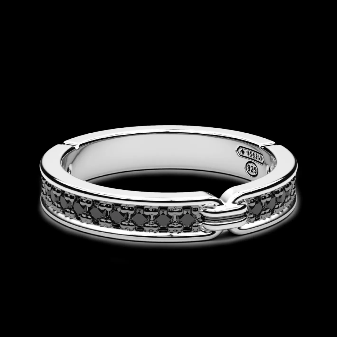 Zancan Gioielli Rings>Zancan Silver Ring With Black Stones.