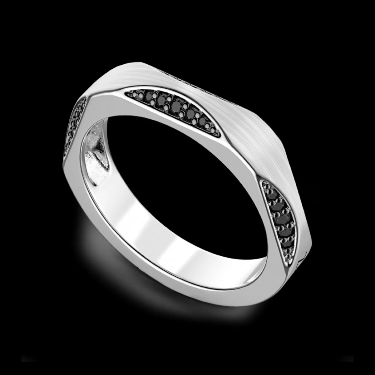 Zancan Gioielli Rings>Zancan Silver Ring With Black Stones.