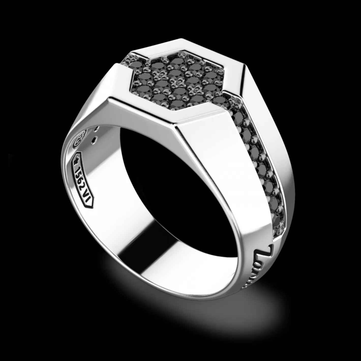 Zancan Gioielli Rings>Zancan Silver Ring With Black Stones.