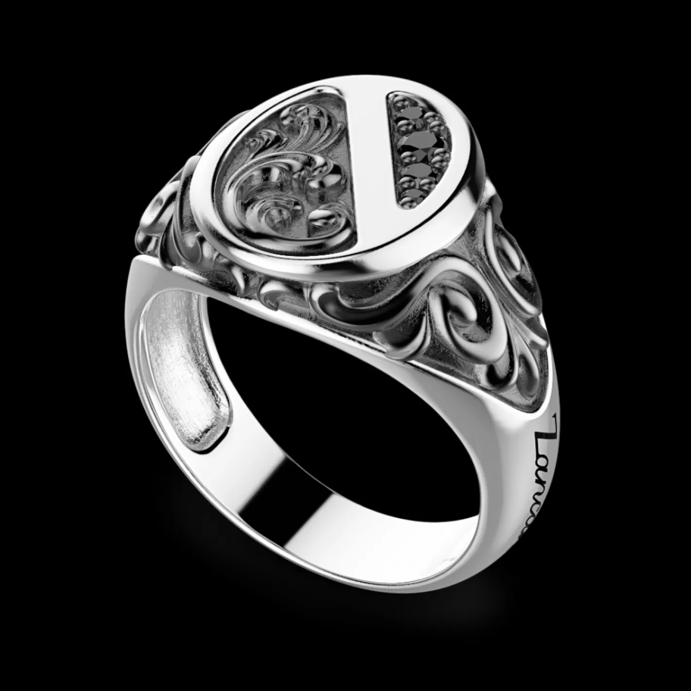 Zancan Gioielli Rings>Zancan Silver Ring With Black Stones.